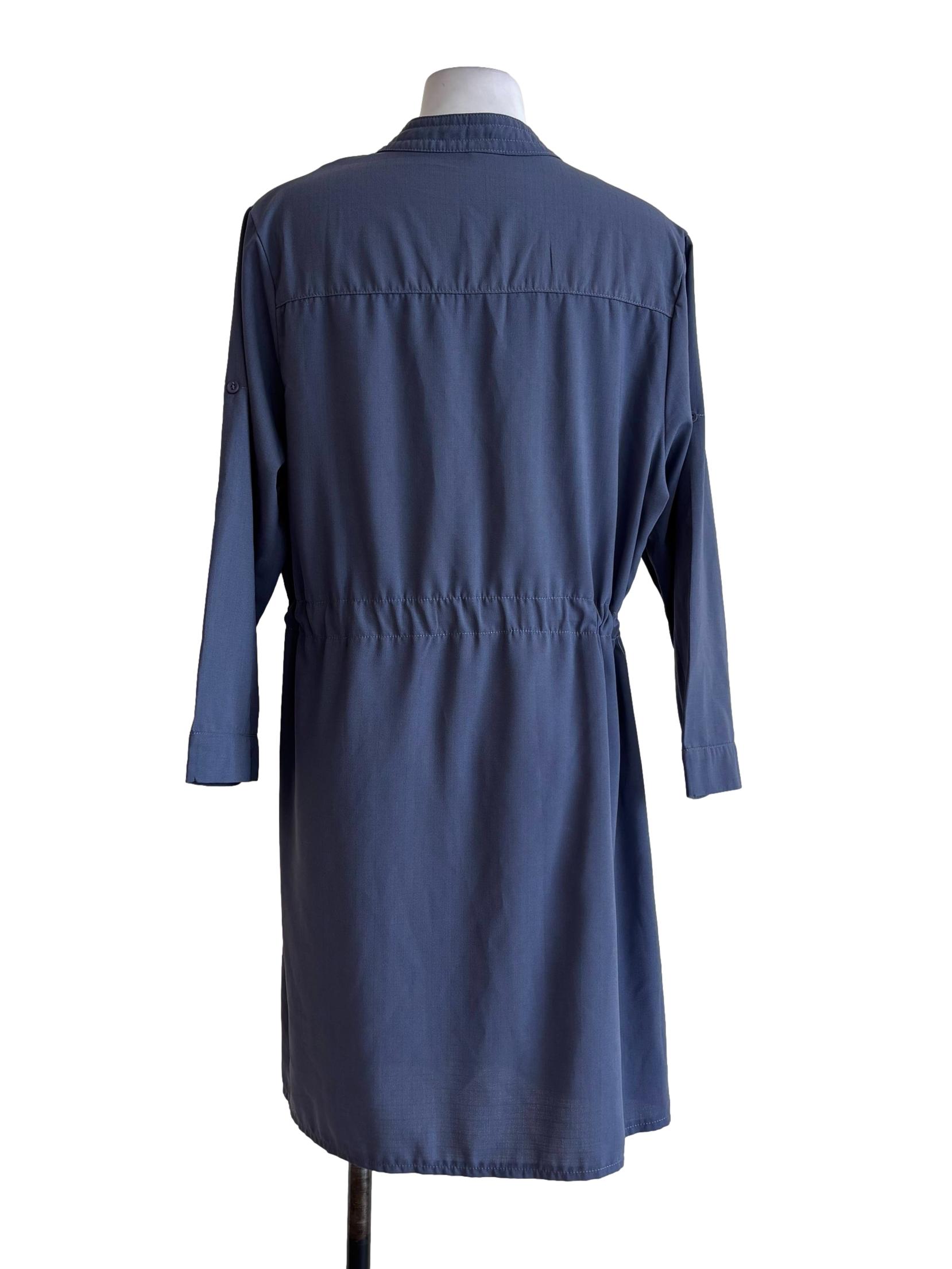 Pigeon Blue Buttoned Dress