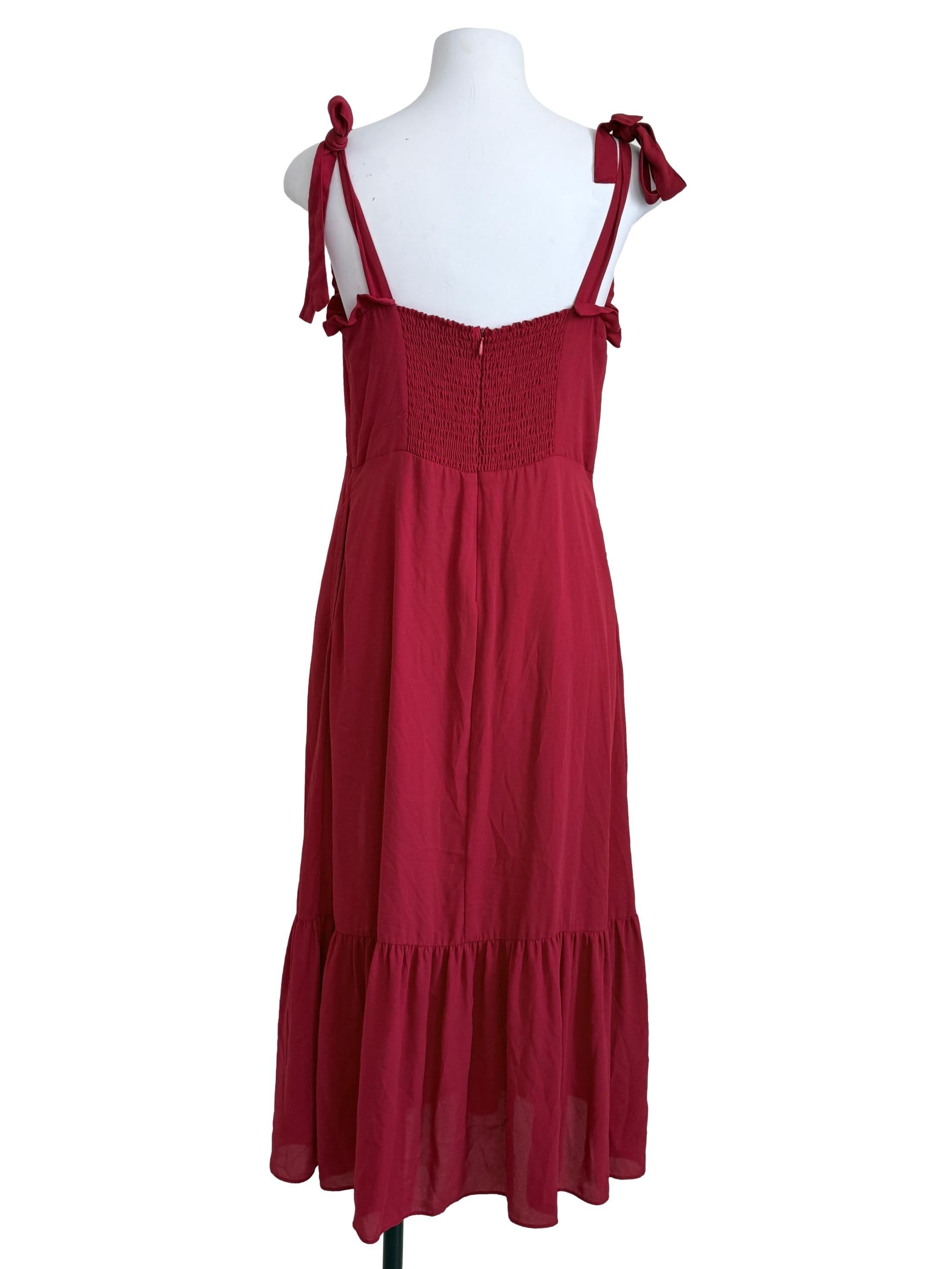 Crimson Red Drop Waist Dress