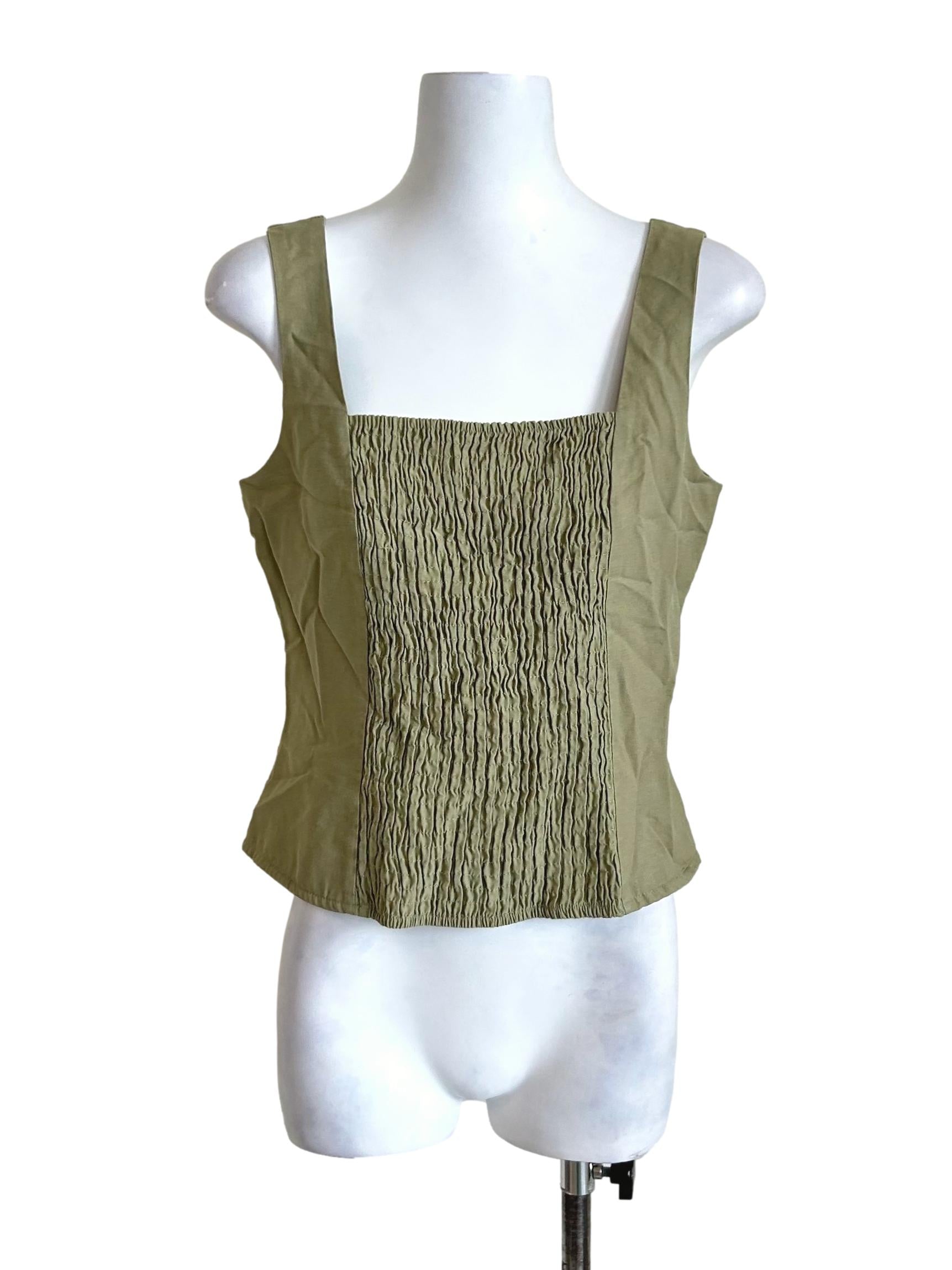 Olive Green Smocked Tank Top