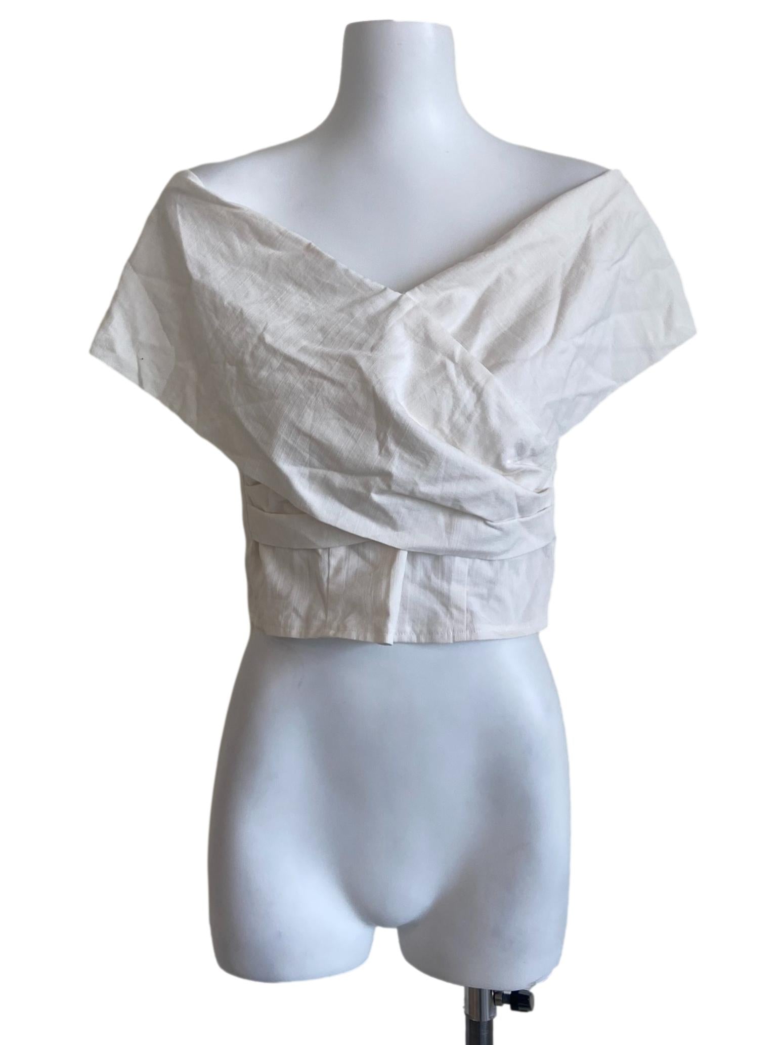 White Drop Shoulder Crop Top
