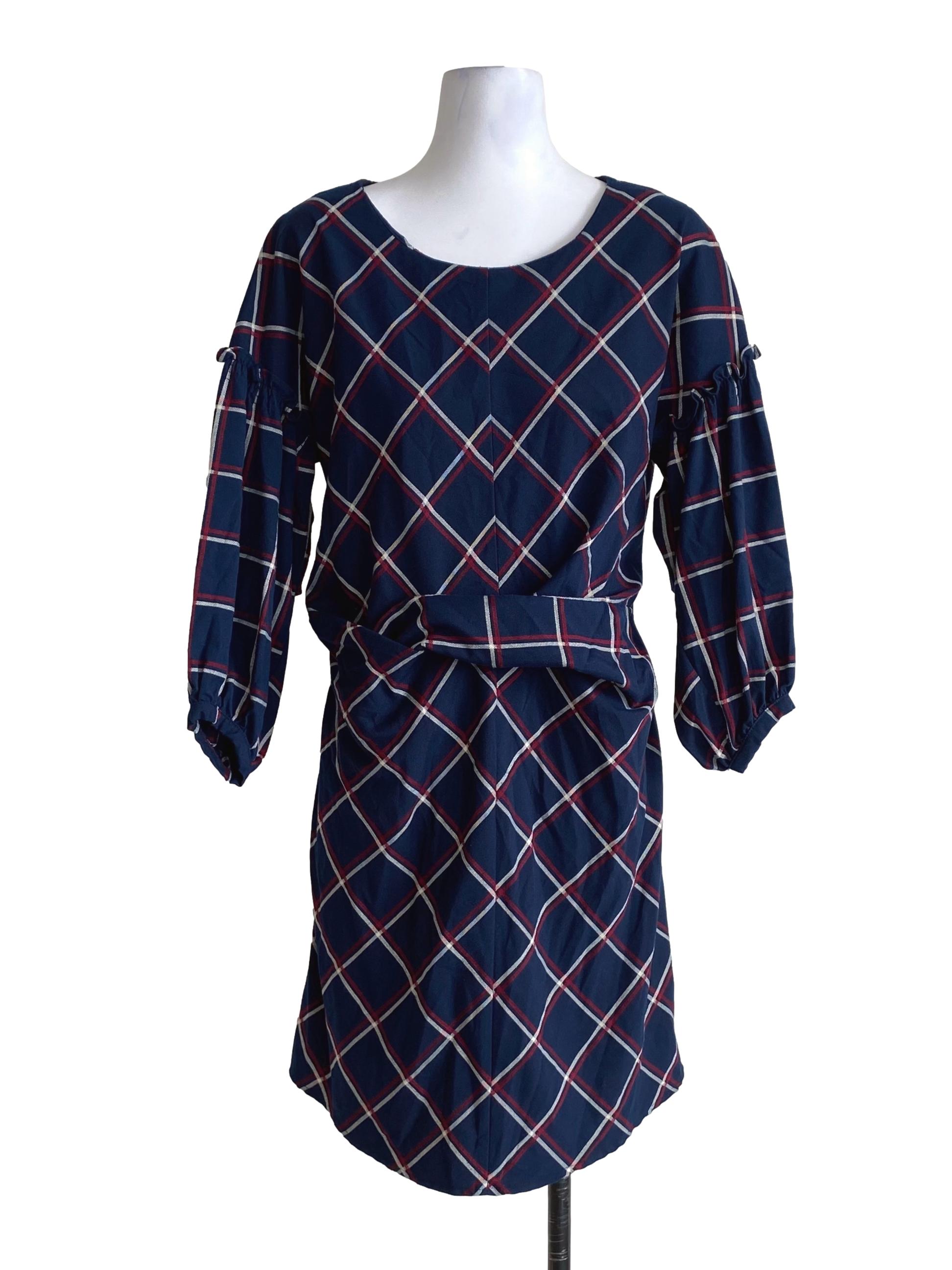 Midnight Blue Multicolor Diagonal Pattern Dress