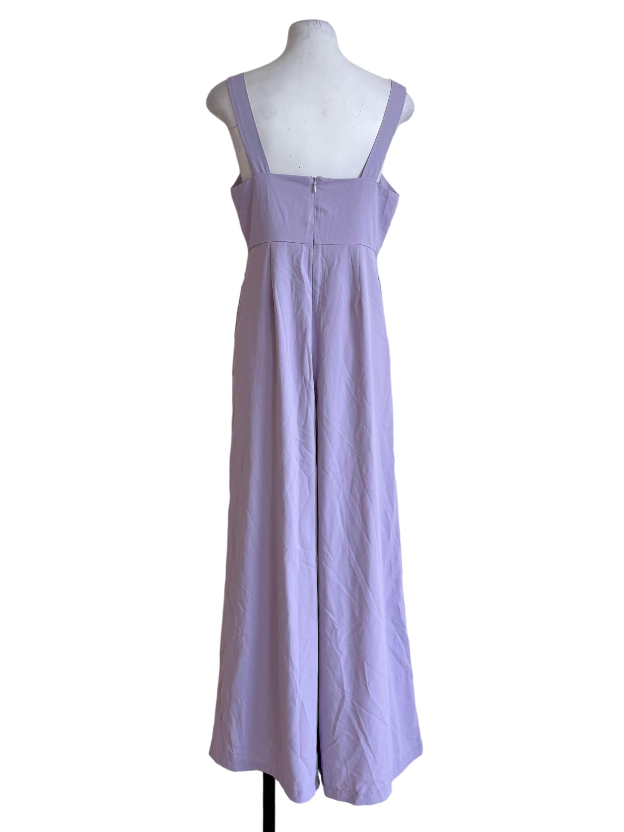 Lavender Square-Neck Wide-Leg Jumpsuit