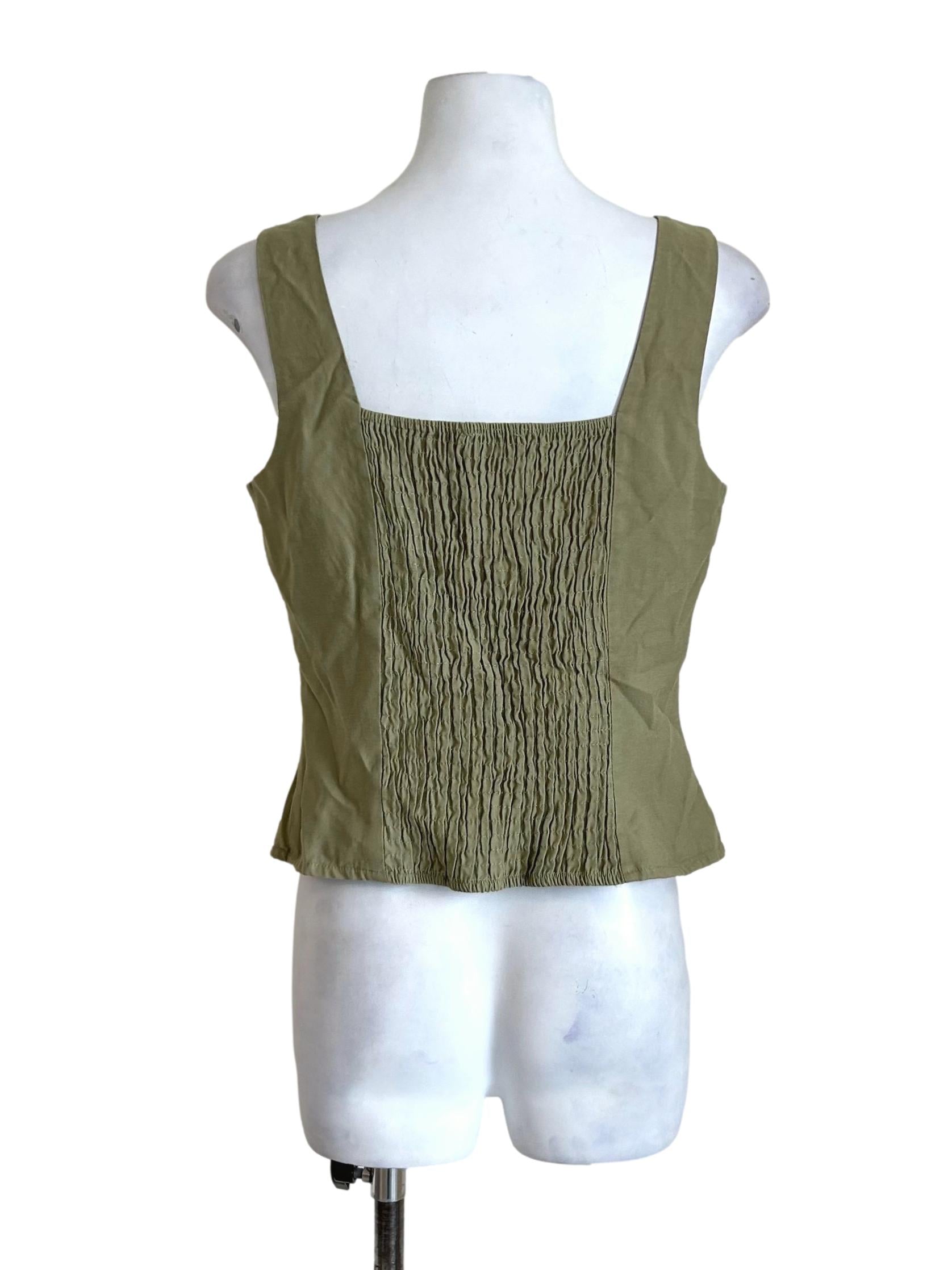 Olive Green Smocked Tank Top