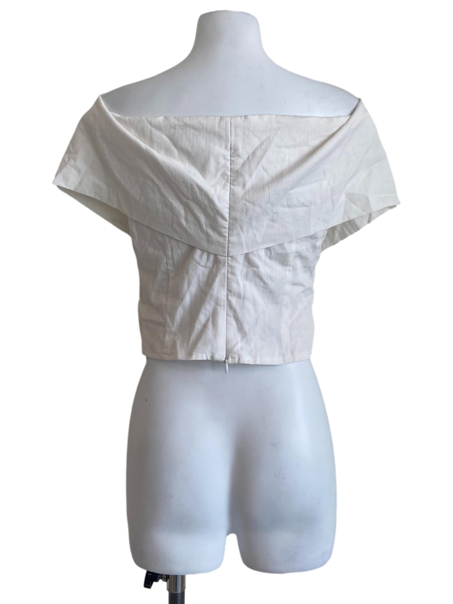 White Drop Shoulder Crop Top