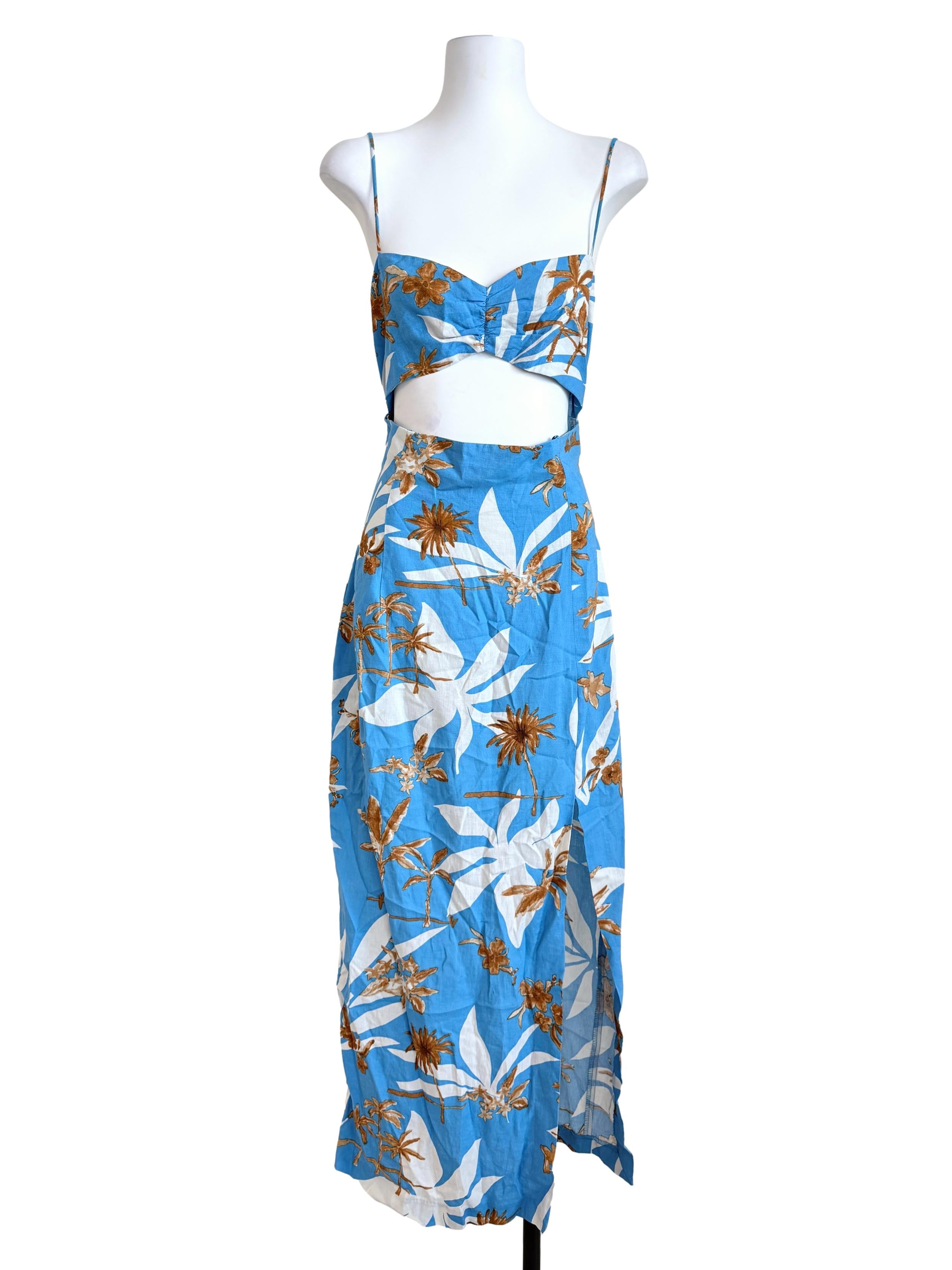 Cerulean Blue Flower Printed Dress
