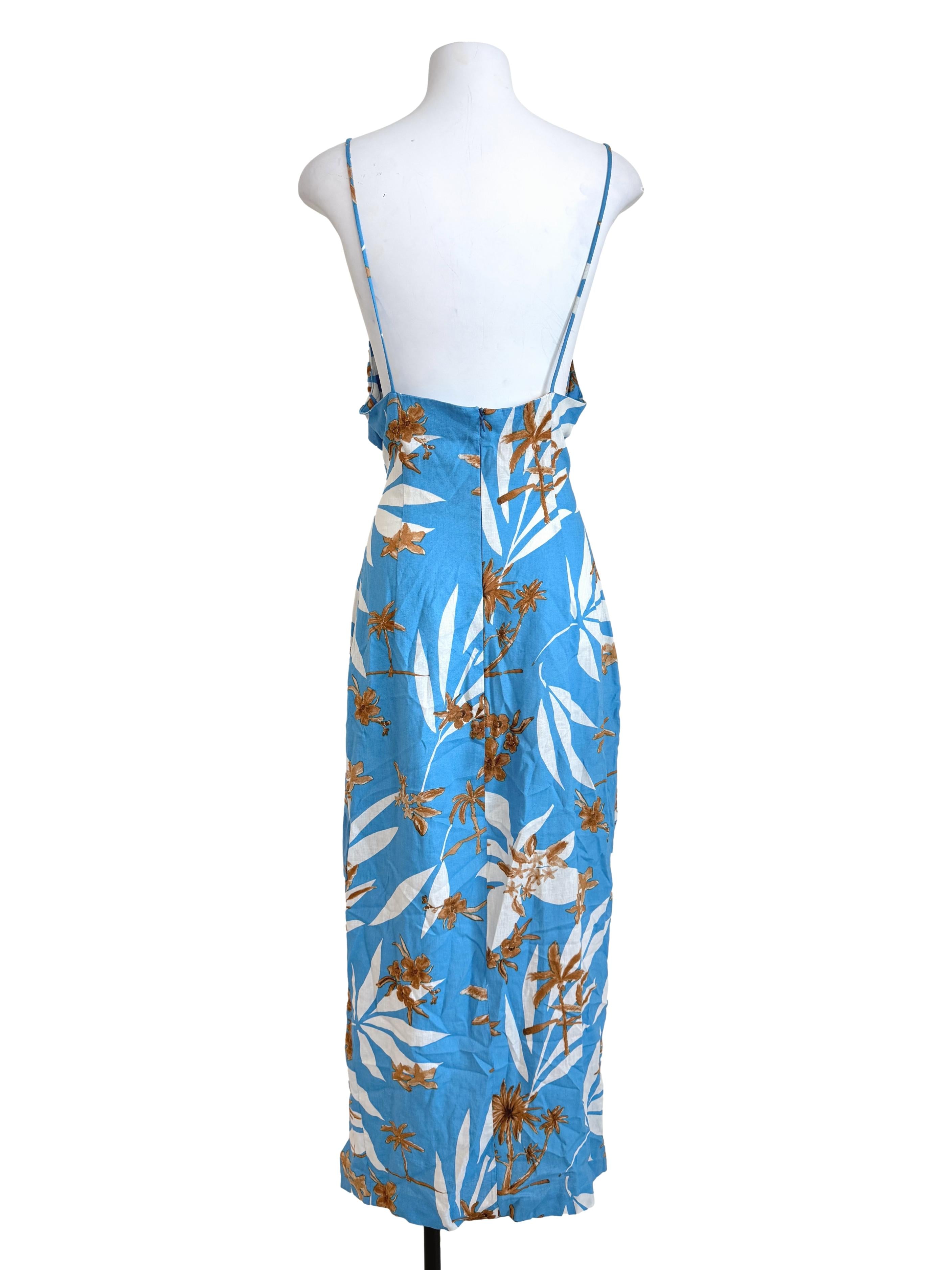 Cerulean Blue Flower Printed Dress