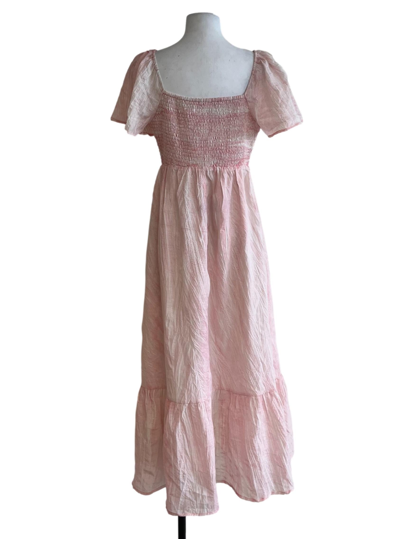 Blush Pink Square Neckline Empire Dress