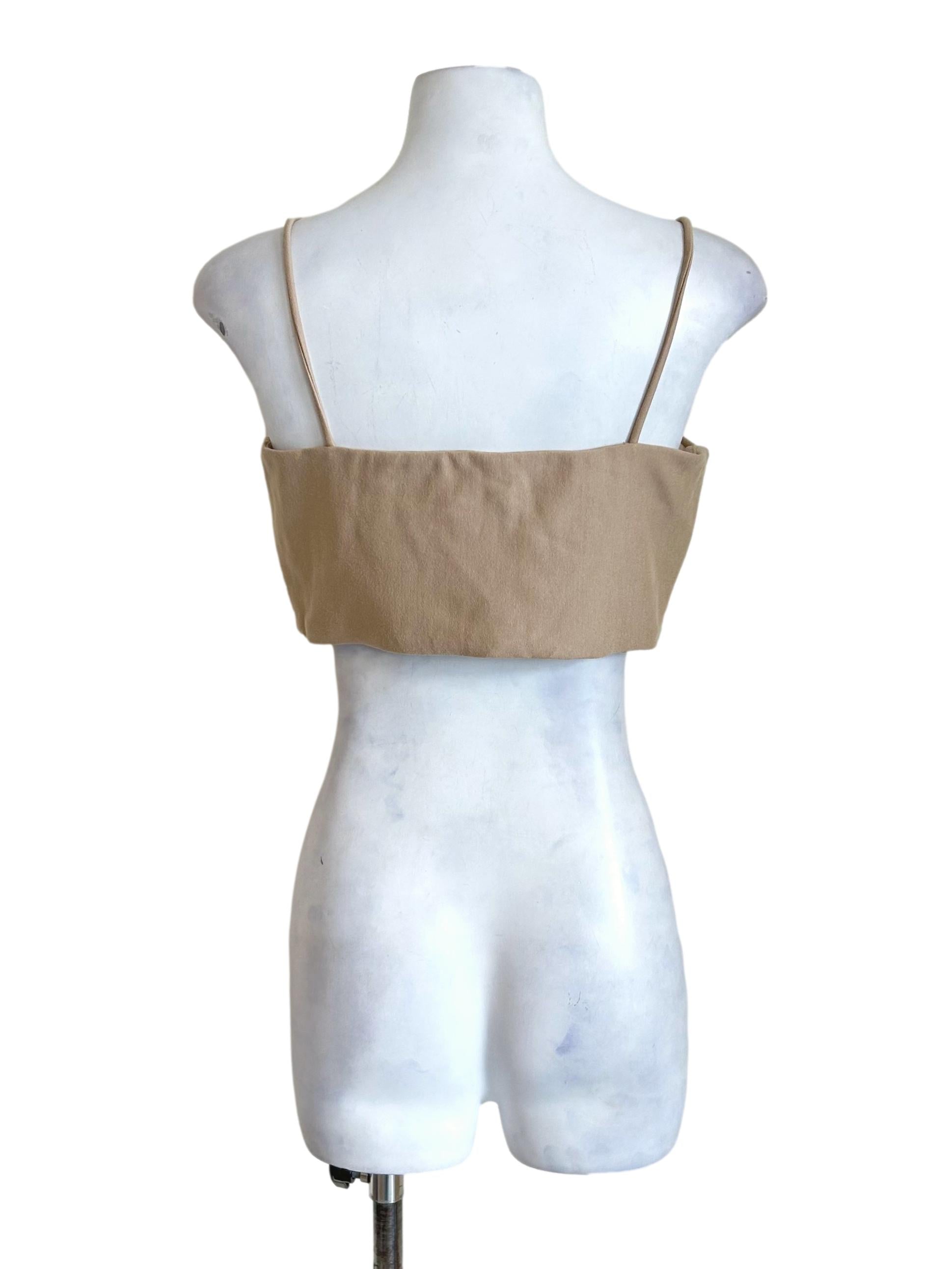 Tan Strappy Satin Crop Top LB