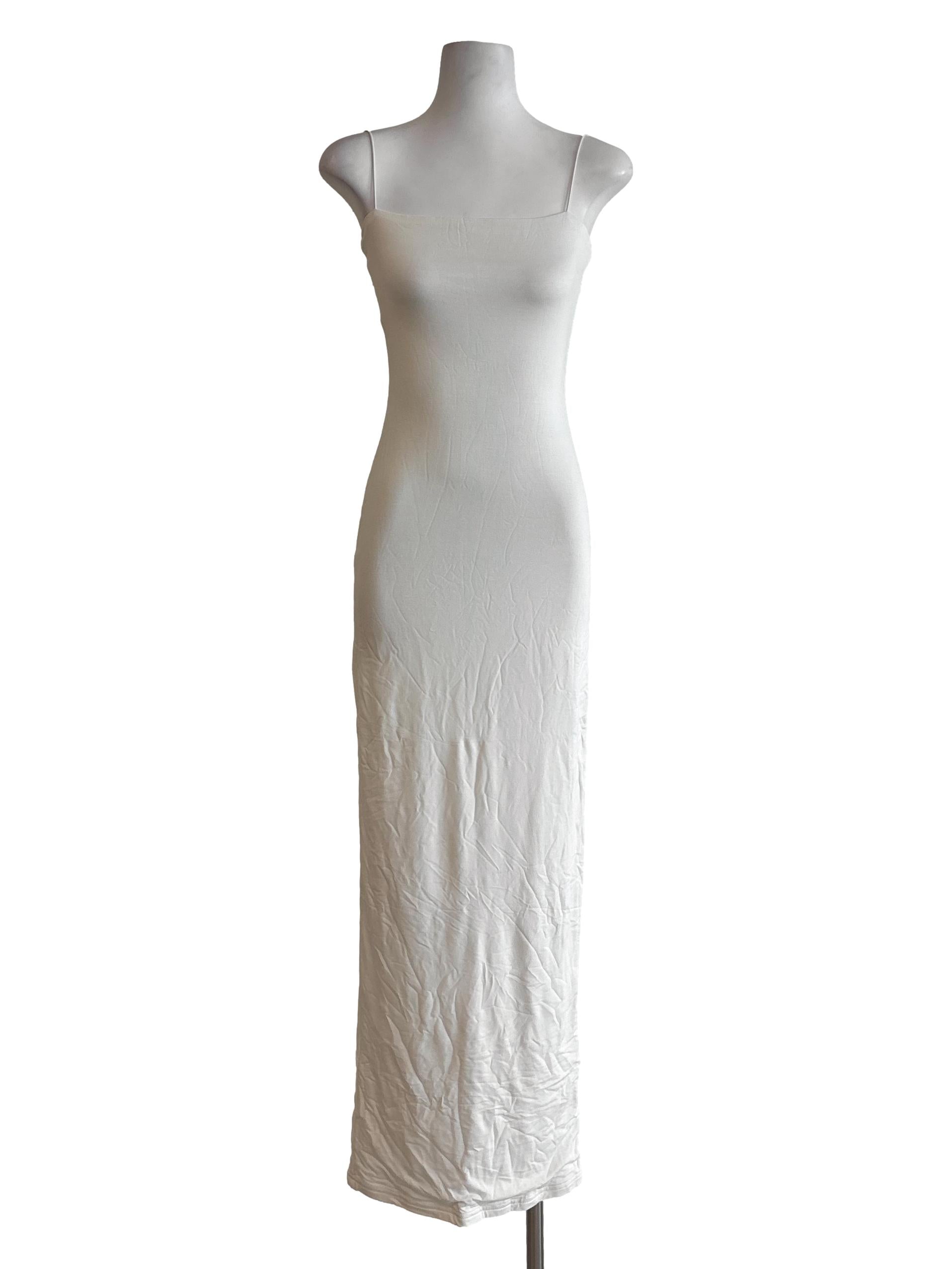 Ivory White Spaghetti Strap Bodycon Dress