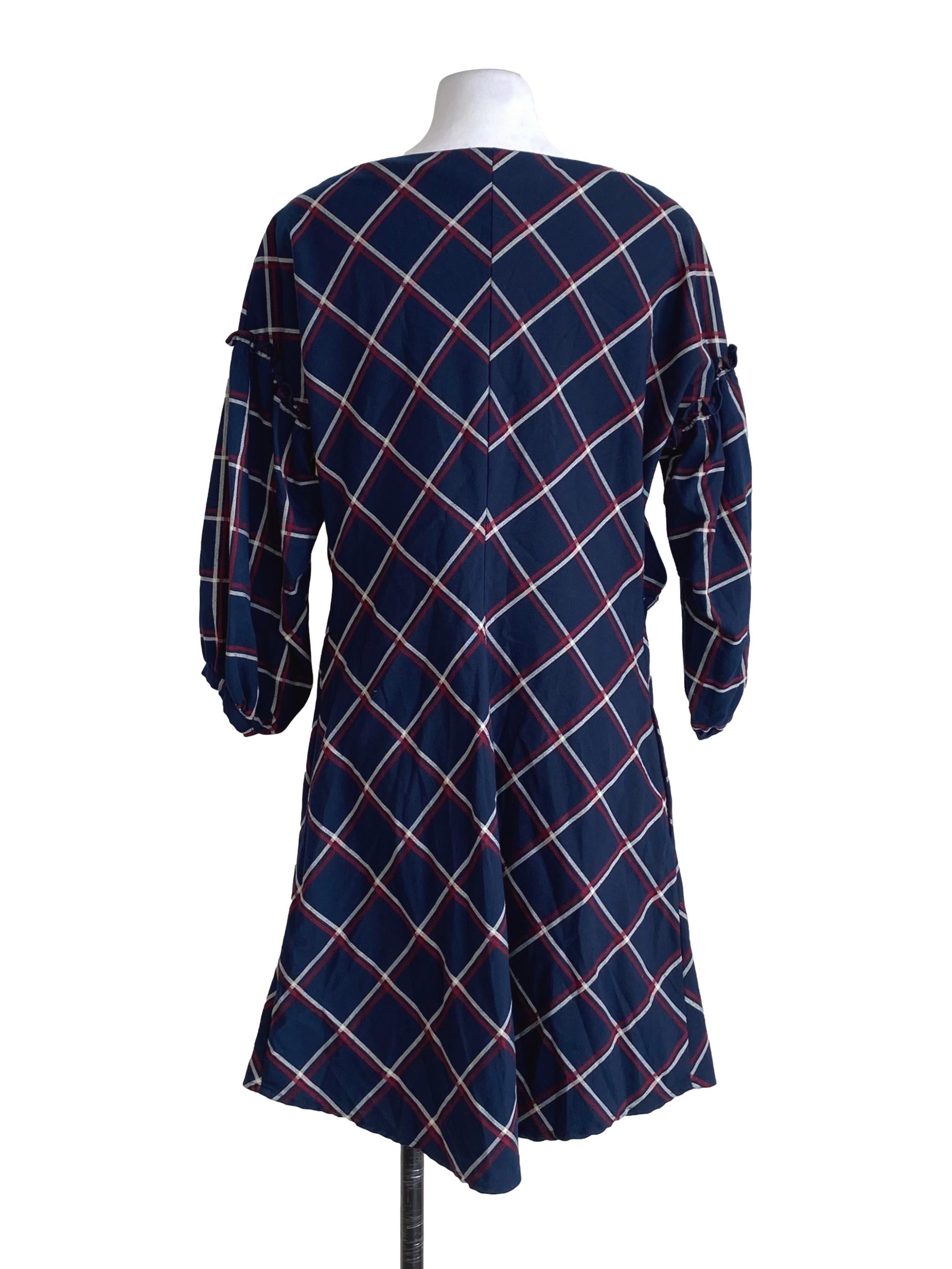 Midnight Blue Multicolor Diagonal Pattern Dress