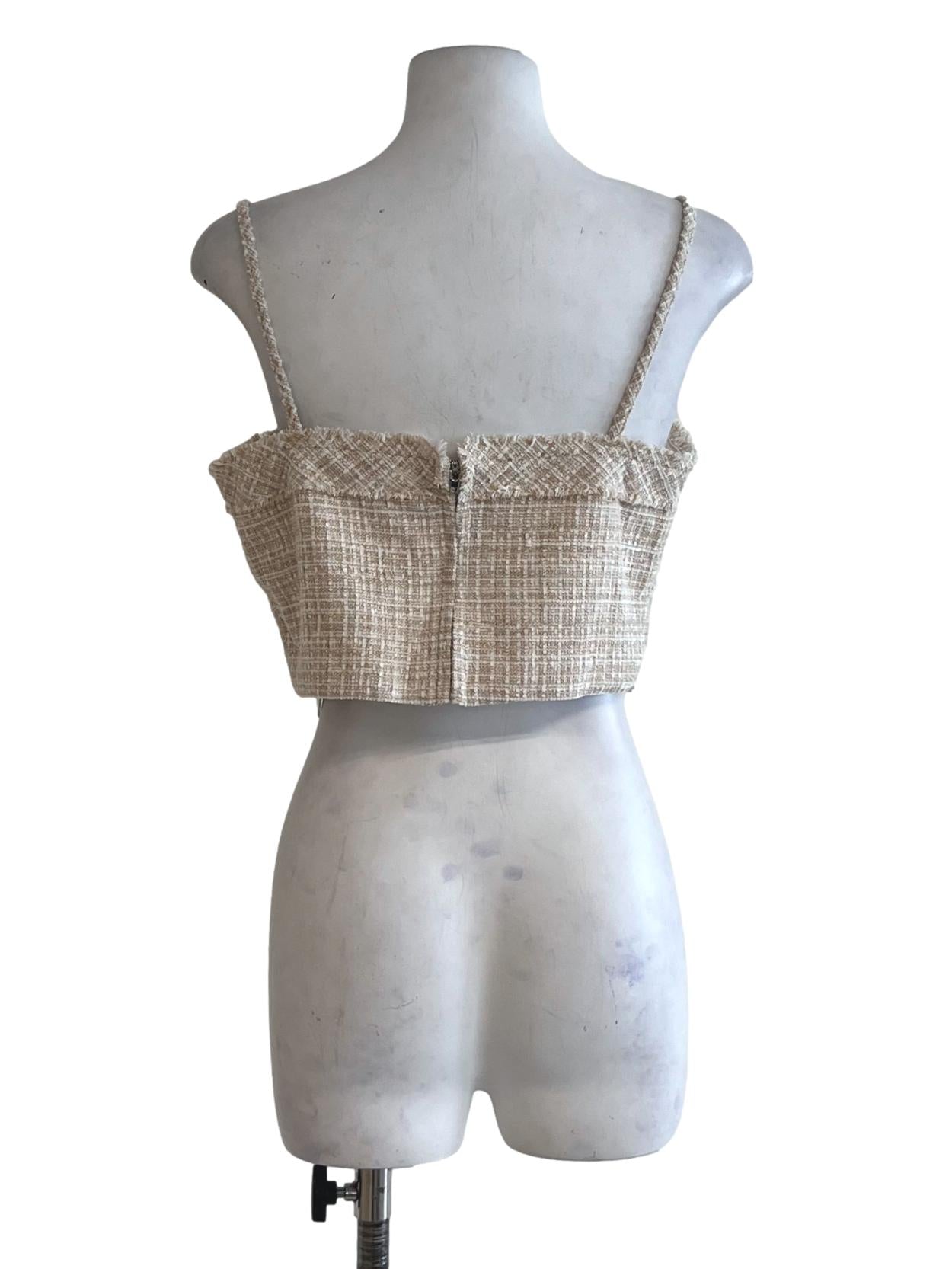 Beige Spaghetti Strap Cropped Top