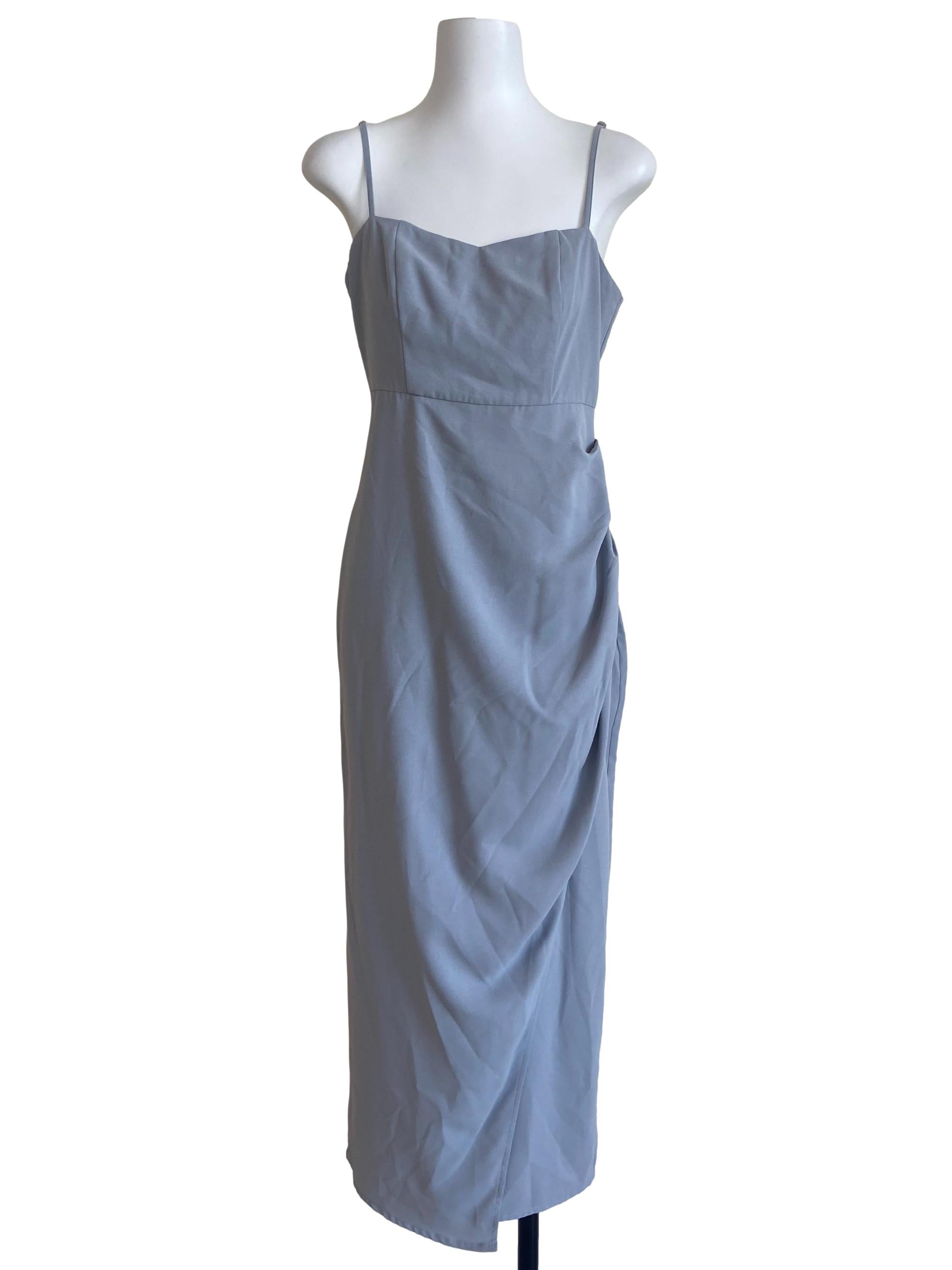 Snow Blue Drape Slip Dress