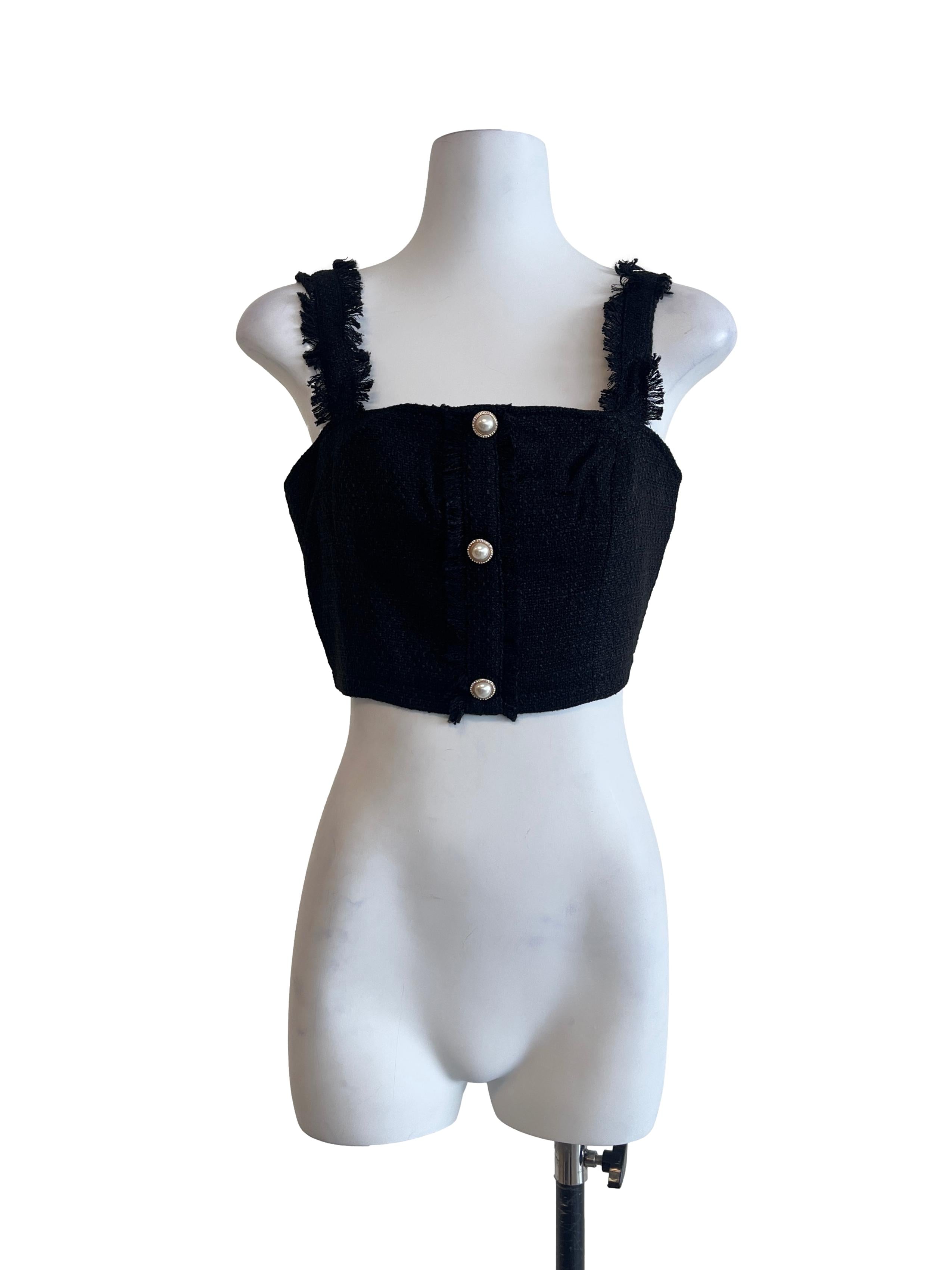 Ink Black Straight Across Sleeveless Top