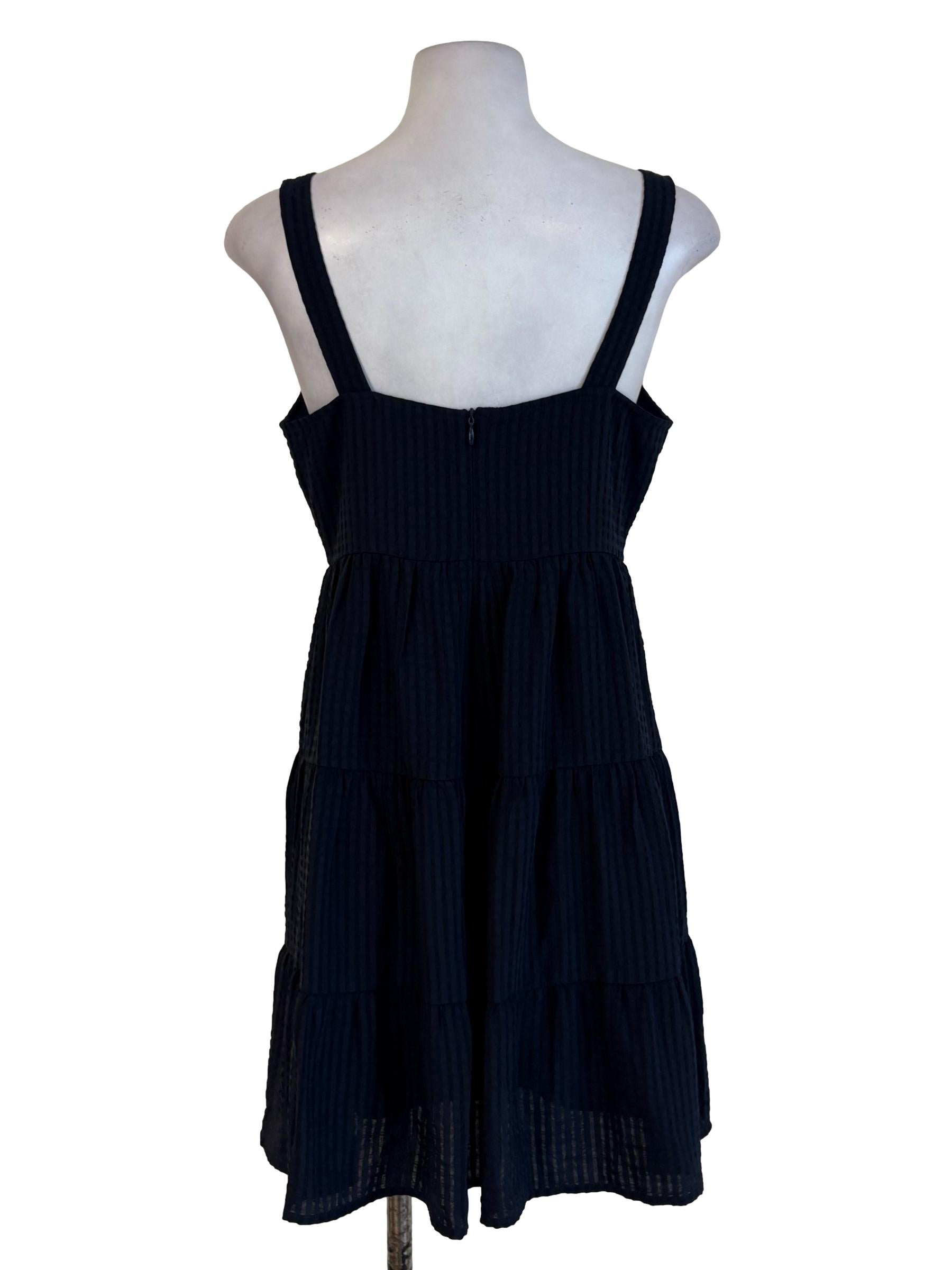 Denim Blue Textured Tiered Dress