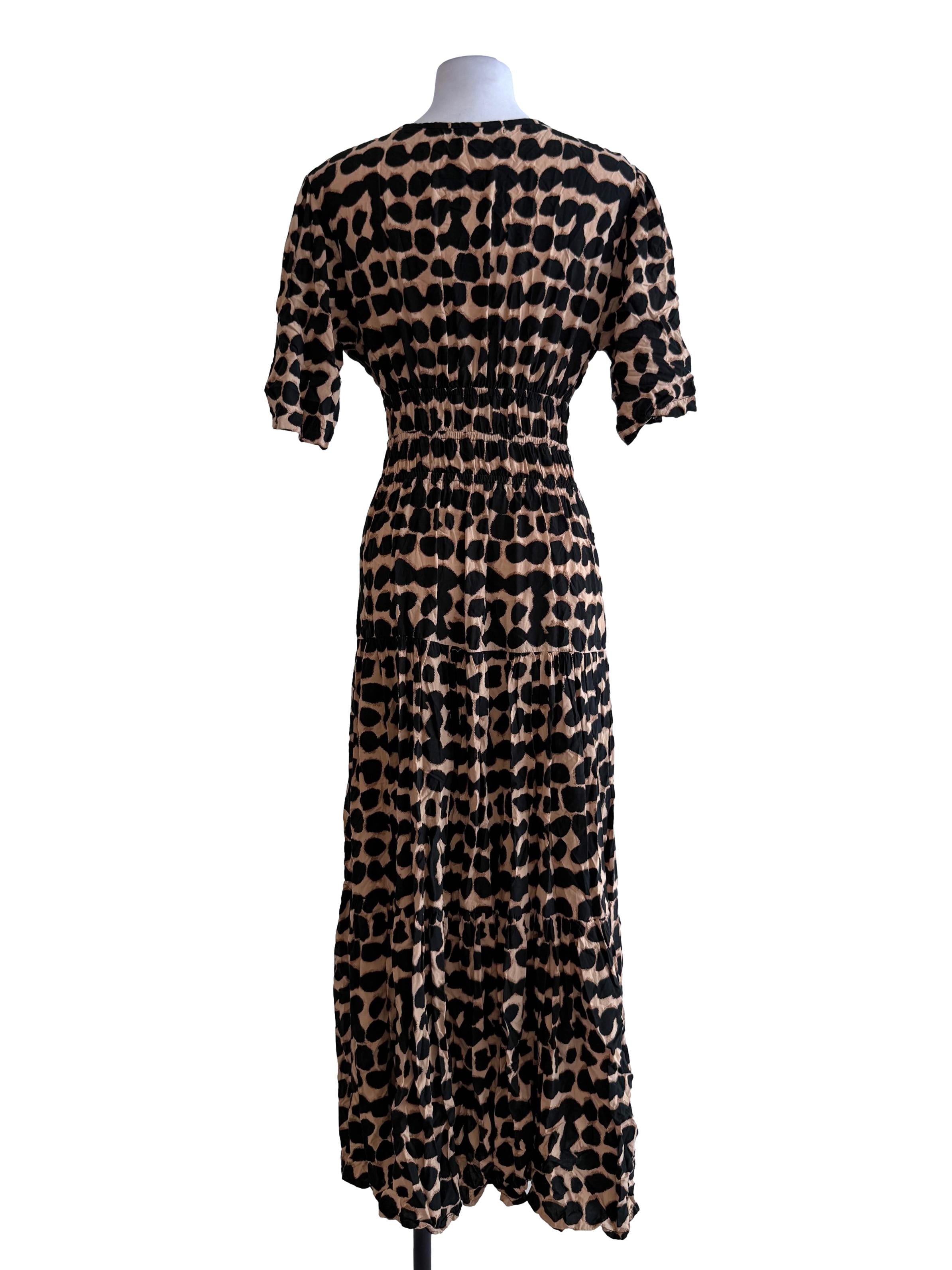Leopard Printed Black Maxi Dress