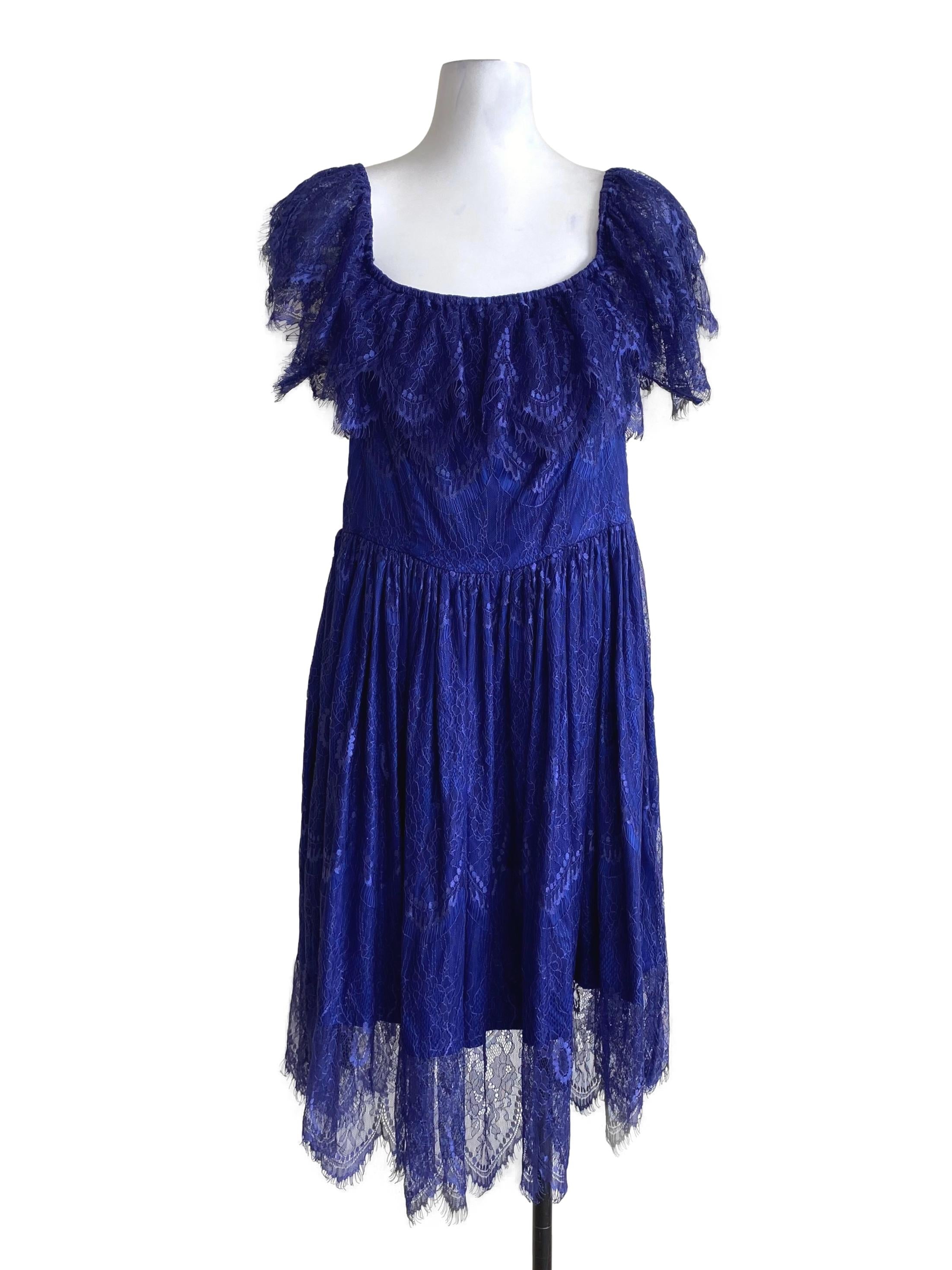 Royal Blue Lace Pattern Dress
