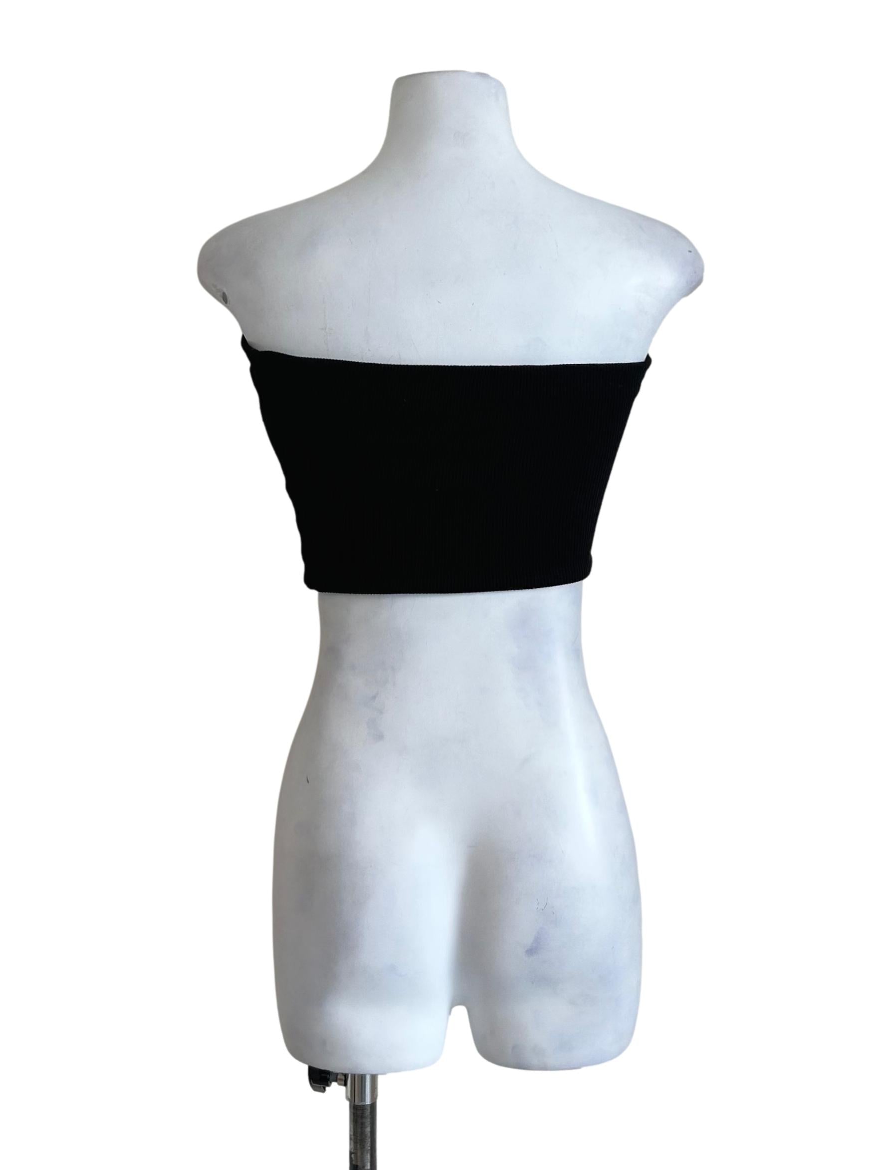 Black Strapless Tube Crop Top