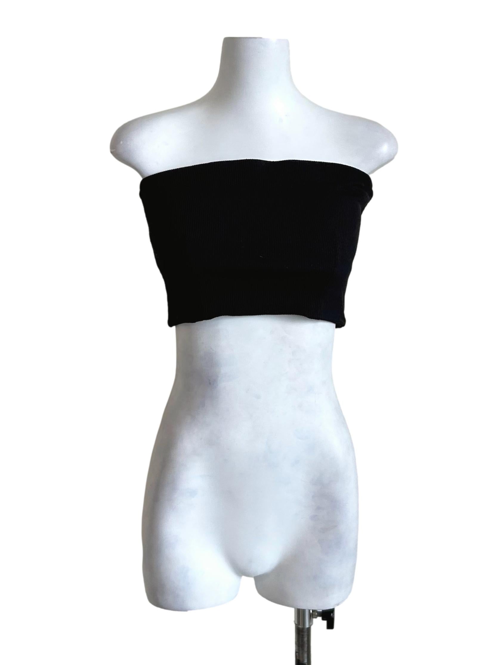 Black Strapless Tube Crop Top