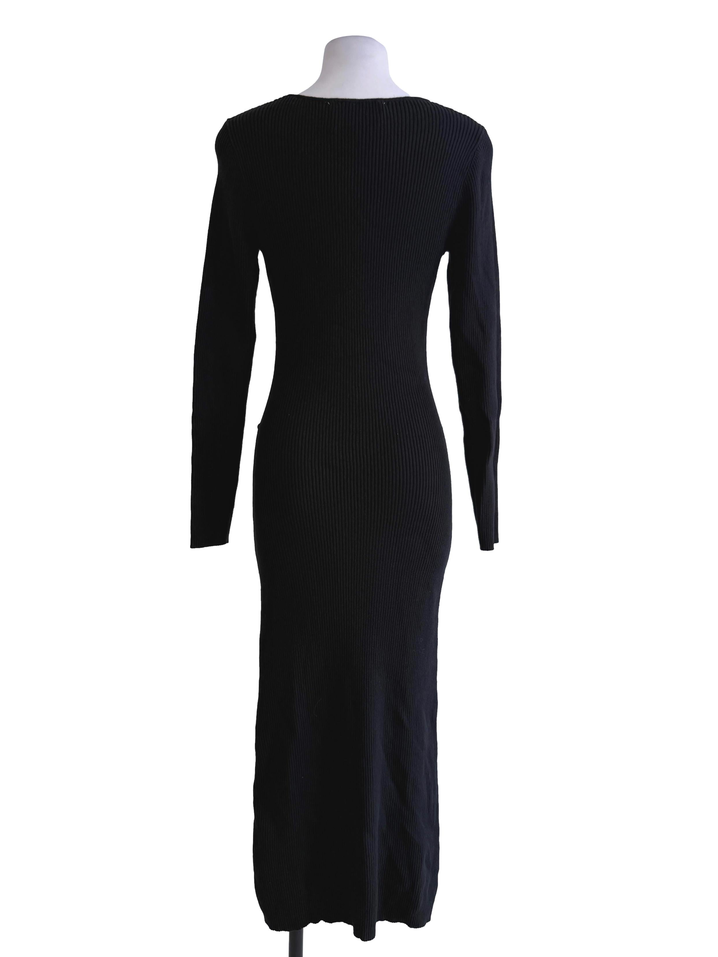 Black Fitted Textured Dress