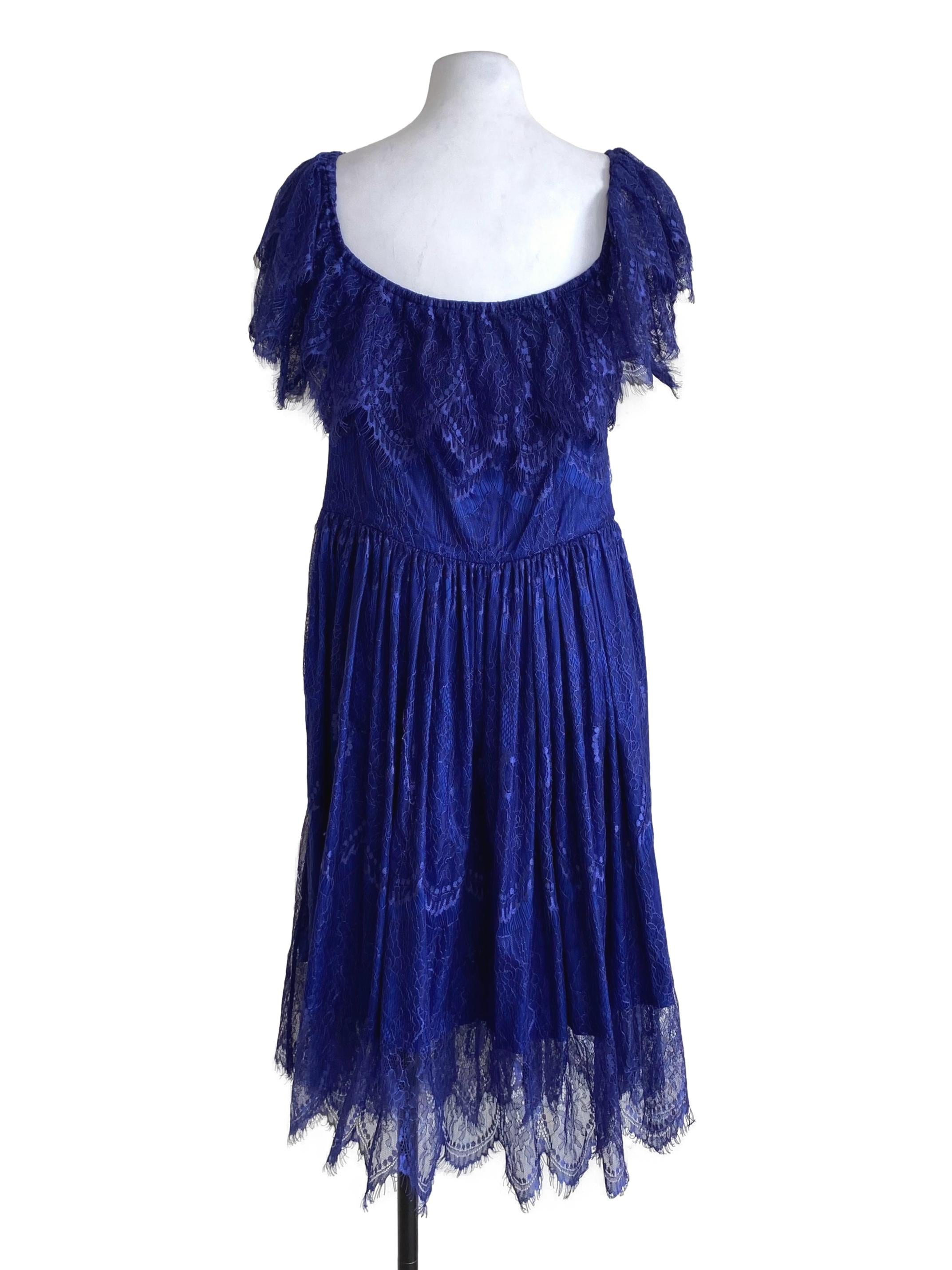 Royal Blue Lace Pattern Dress