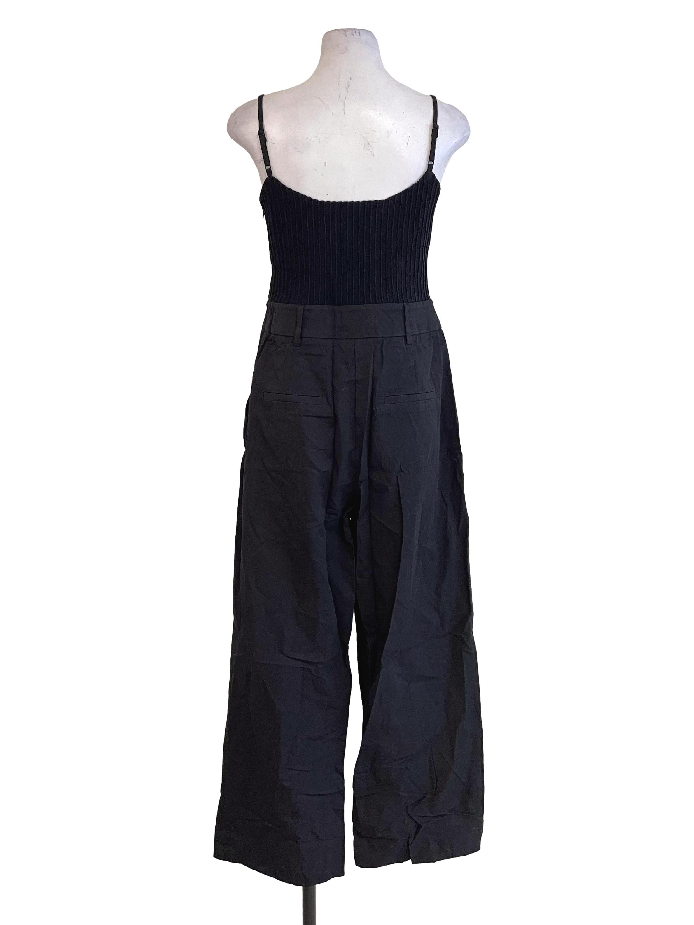 Black Ribbed Top  High Waist Jumpsuit LB