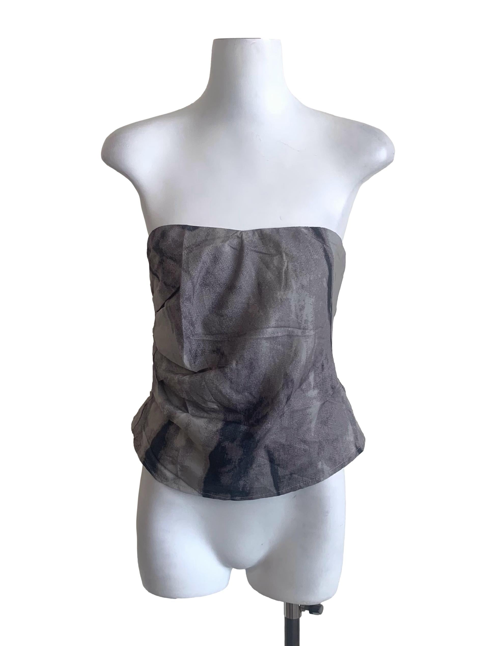 Dove Grey Pattern Strapless Top TTR