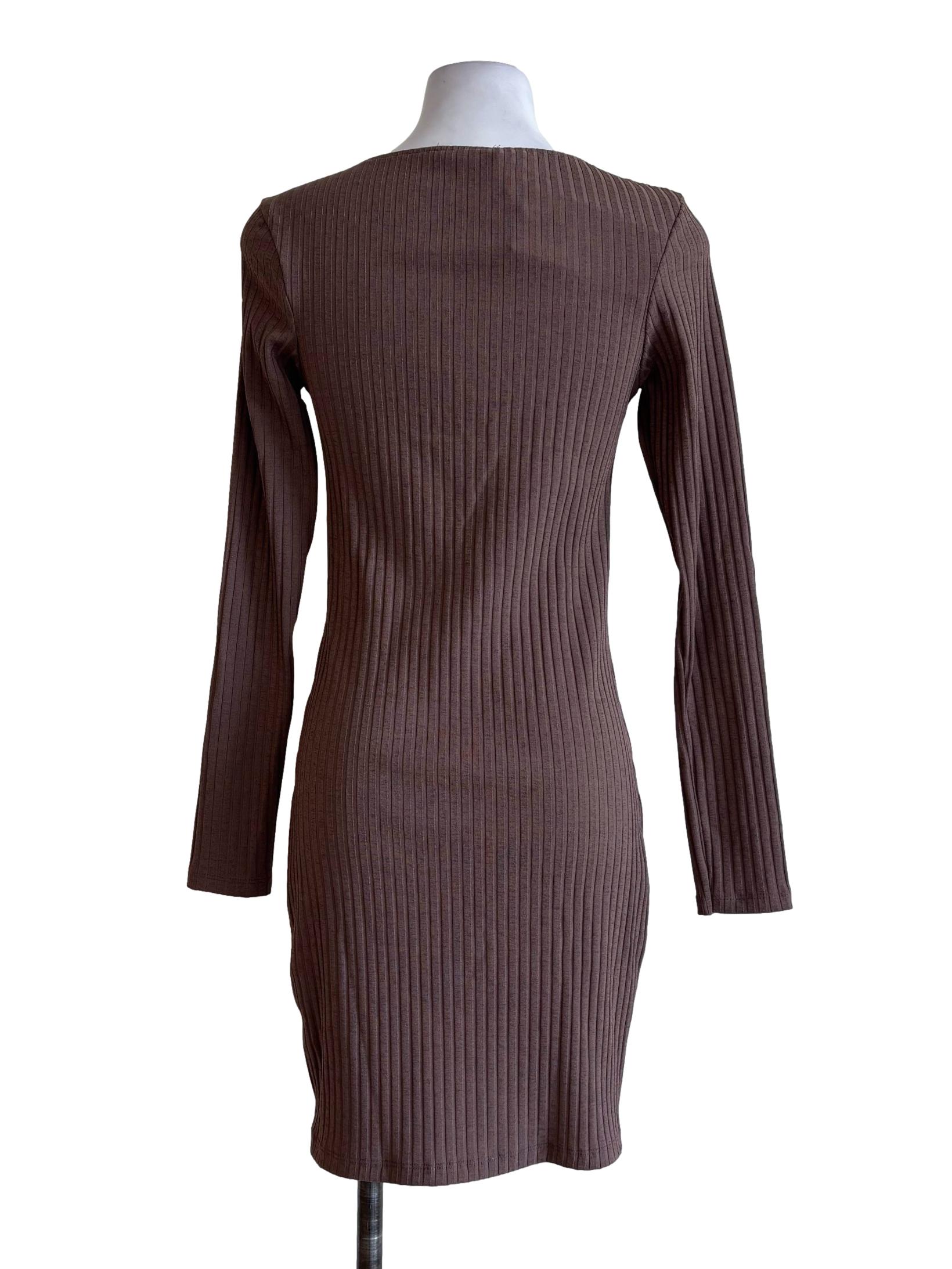 Chocolate Ribbed Bodycon Dress
