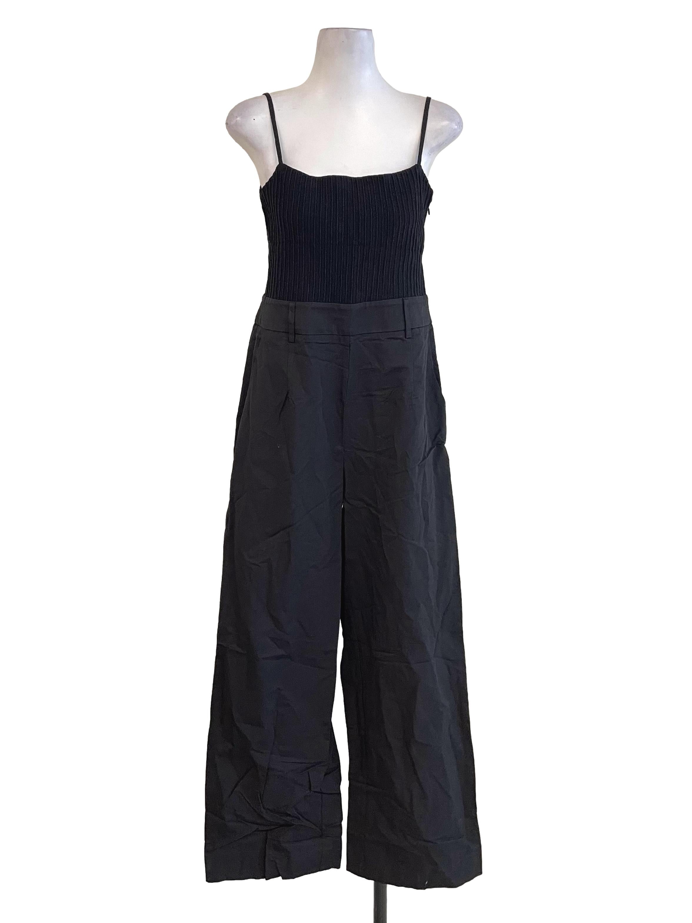 Black Ribbed Top  High Waist Jumpsuit LB