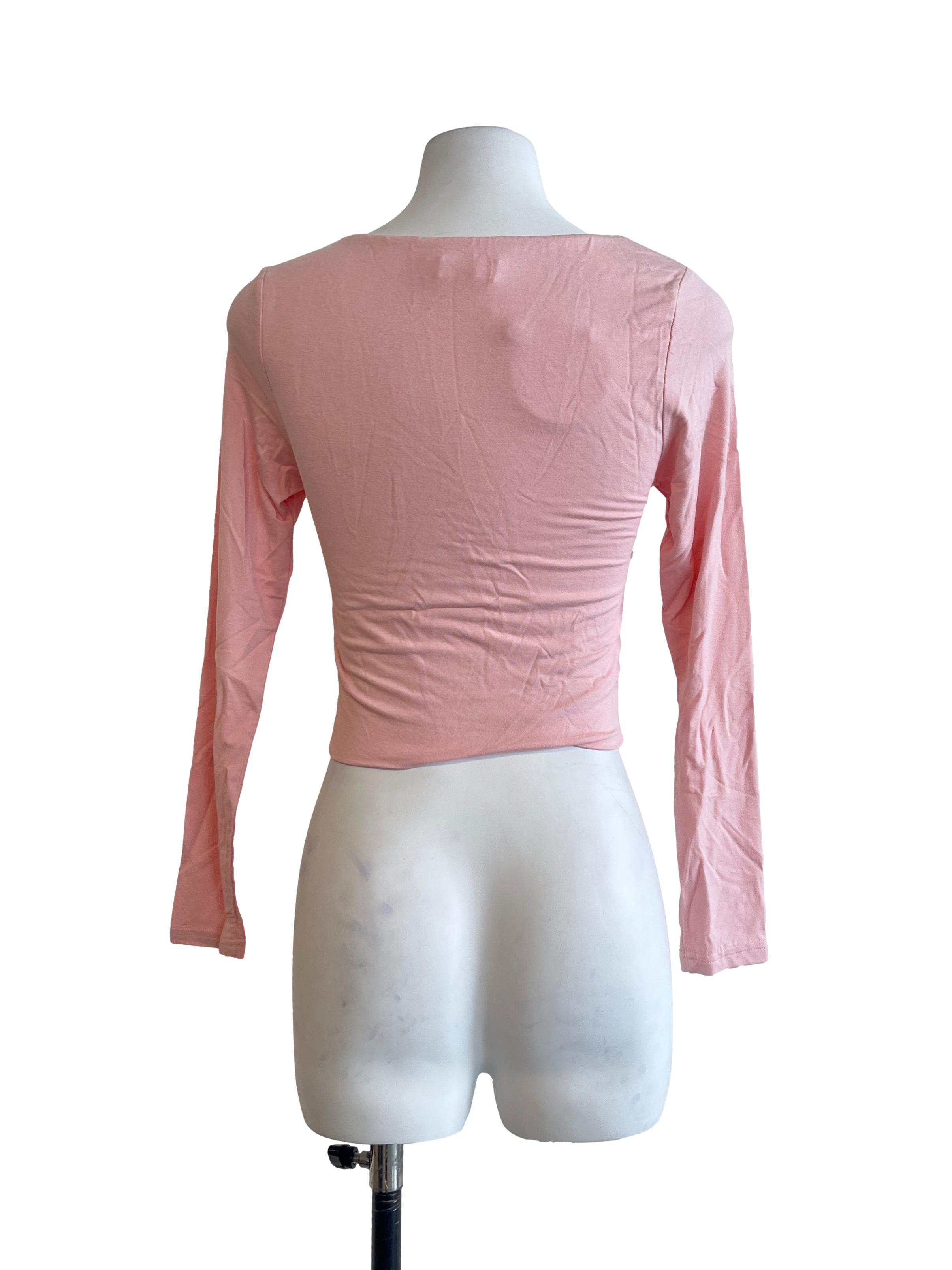 Watermelon Pink Scoop Long Sleeve Top