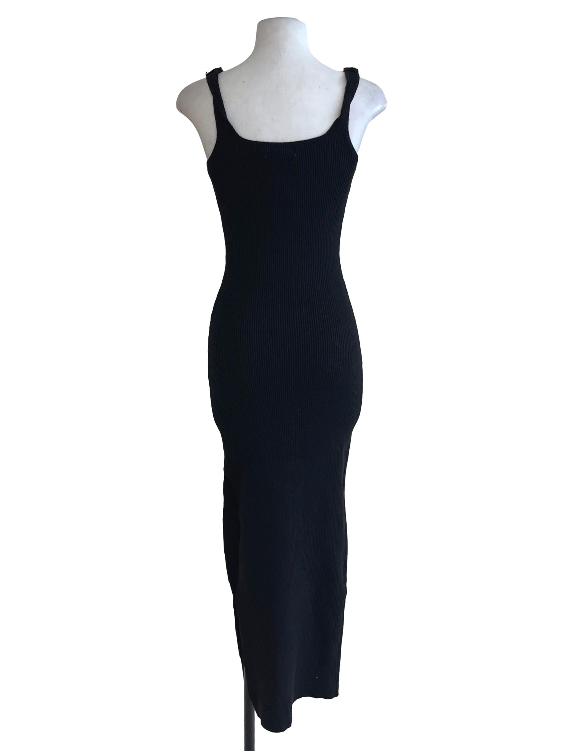 Black Scoop Neckline Chain Strap Bodycon Dress