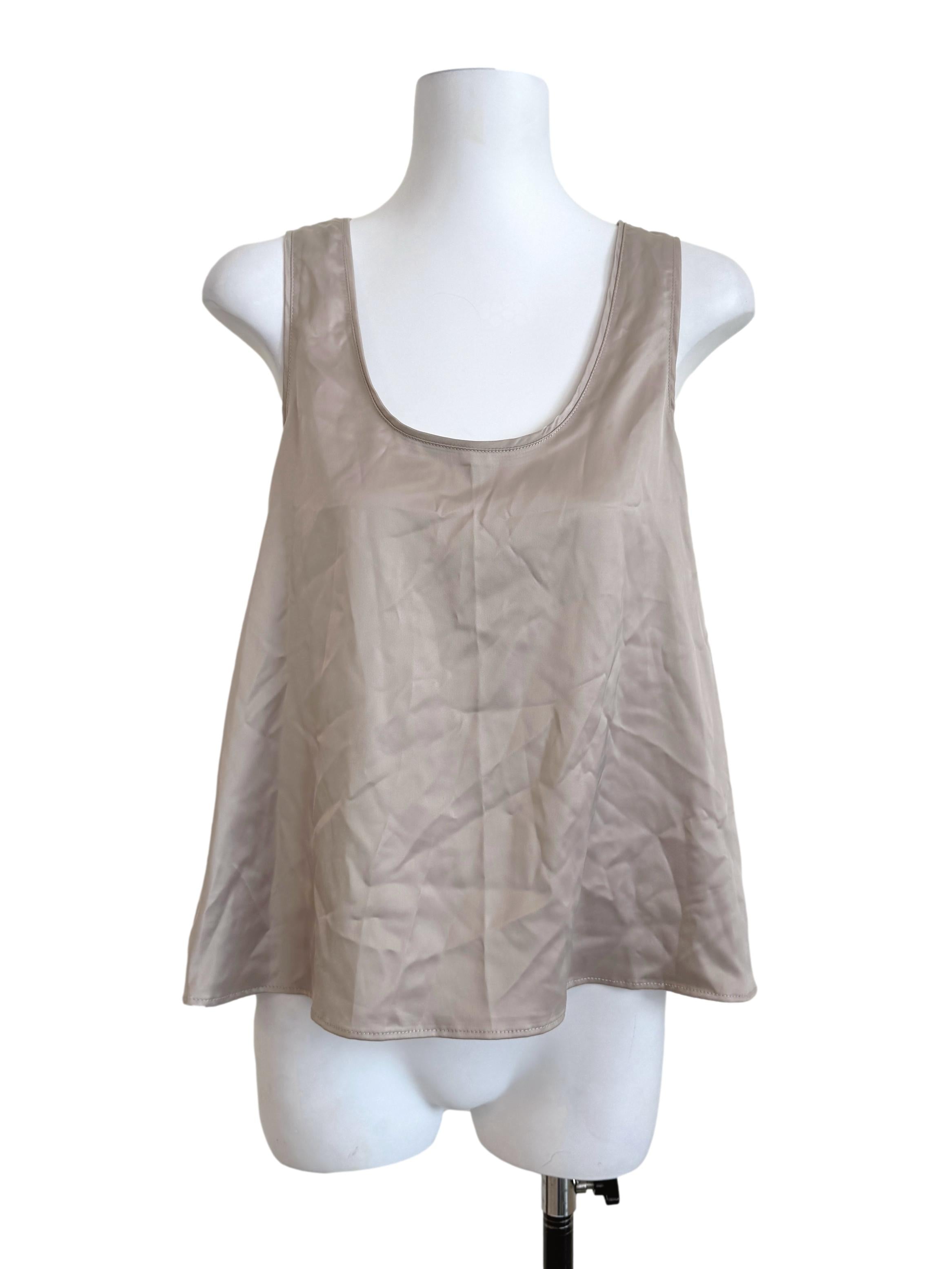 Bone Beige Satin Top LB