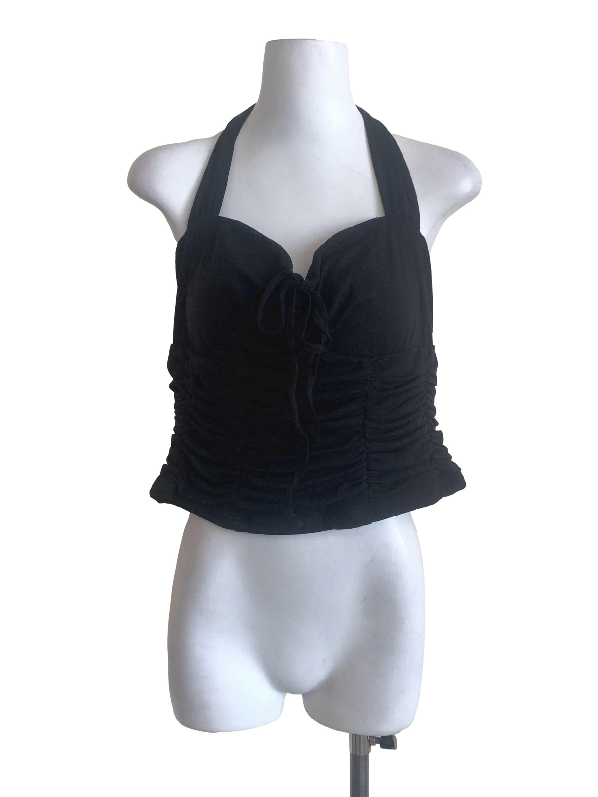 Oil Black Halter Neck Top