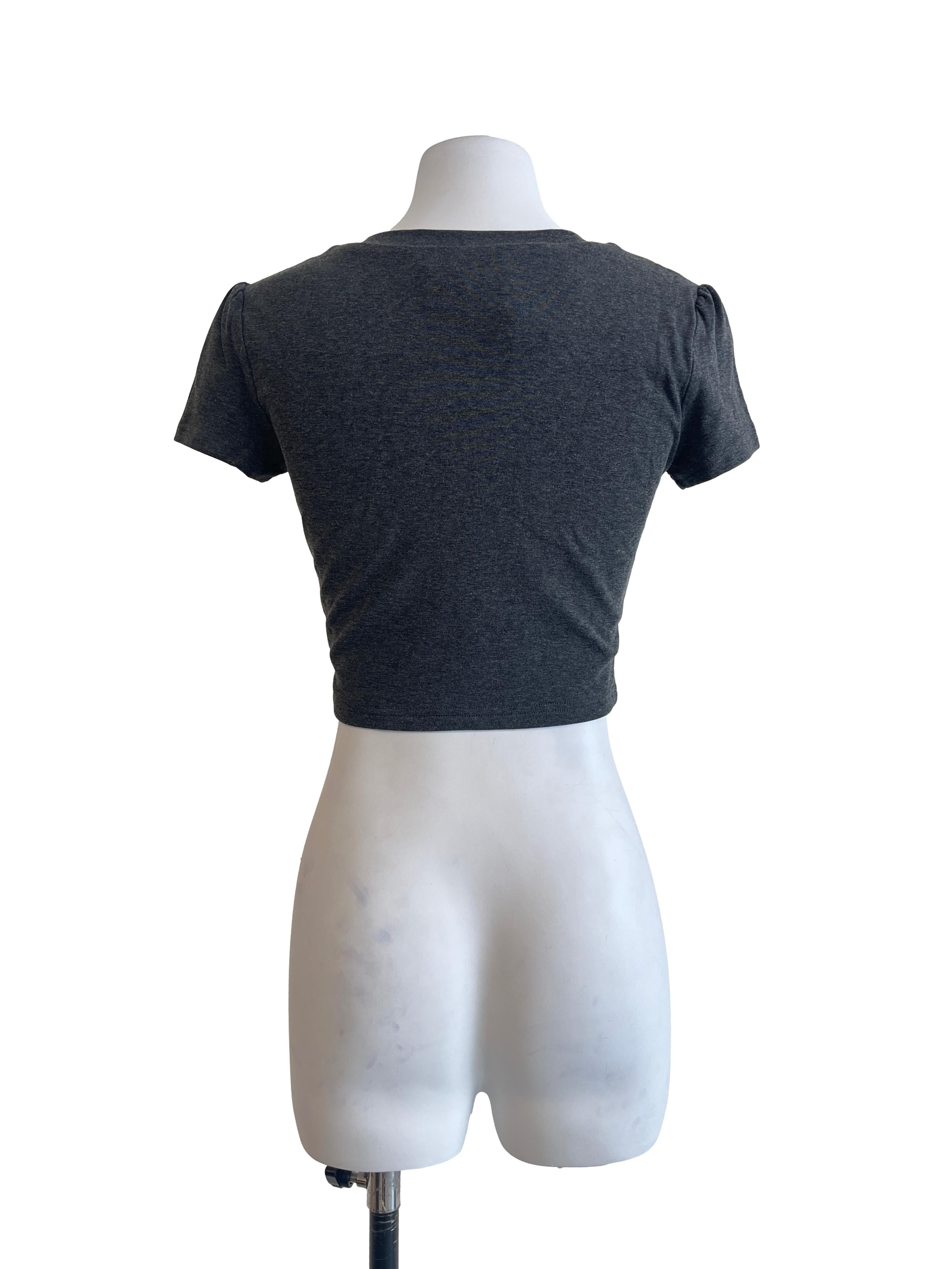 Charcoal Grey V-Neck Short Sleeve Top