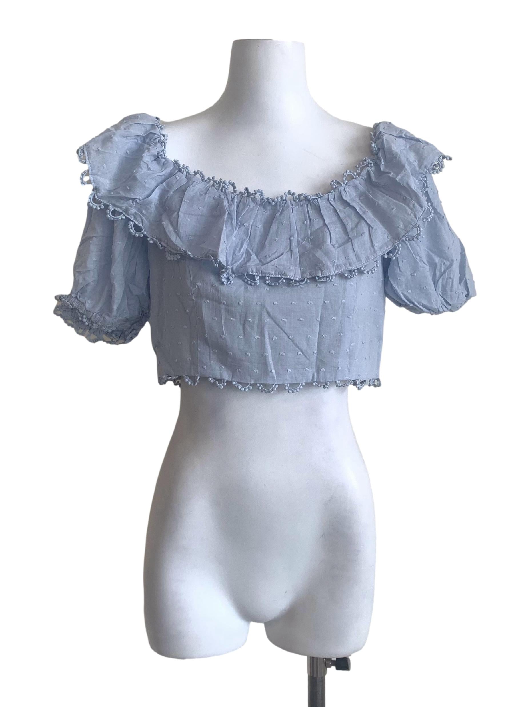 Light Blue Bateau Neck Top