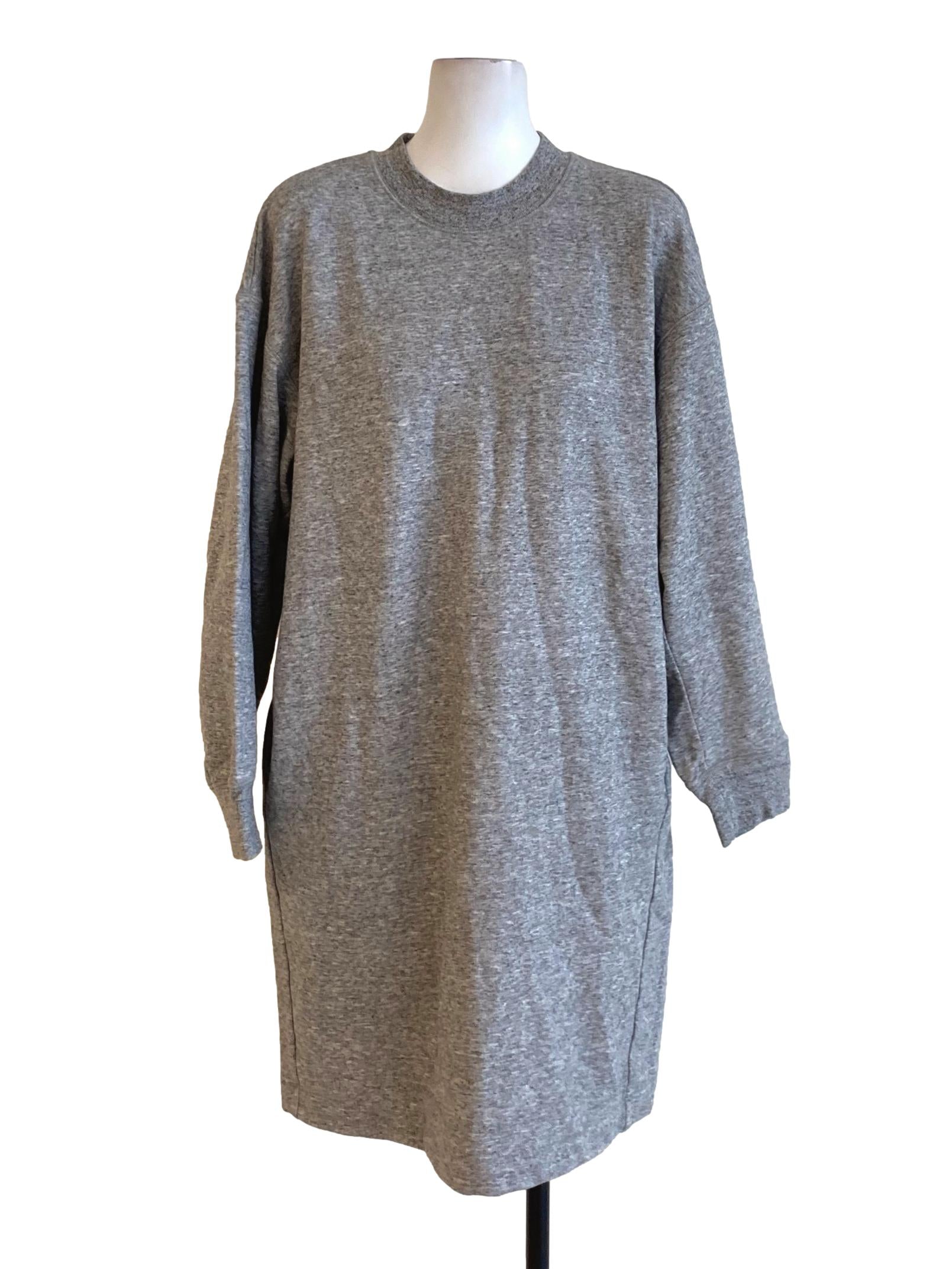 Pebble Grey Round Neck Long Sleeve Thick Knitted Shirt Dress