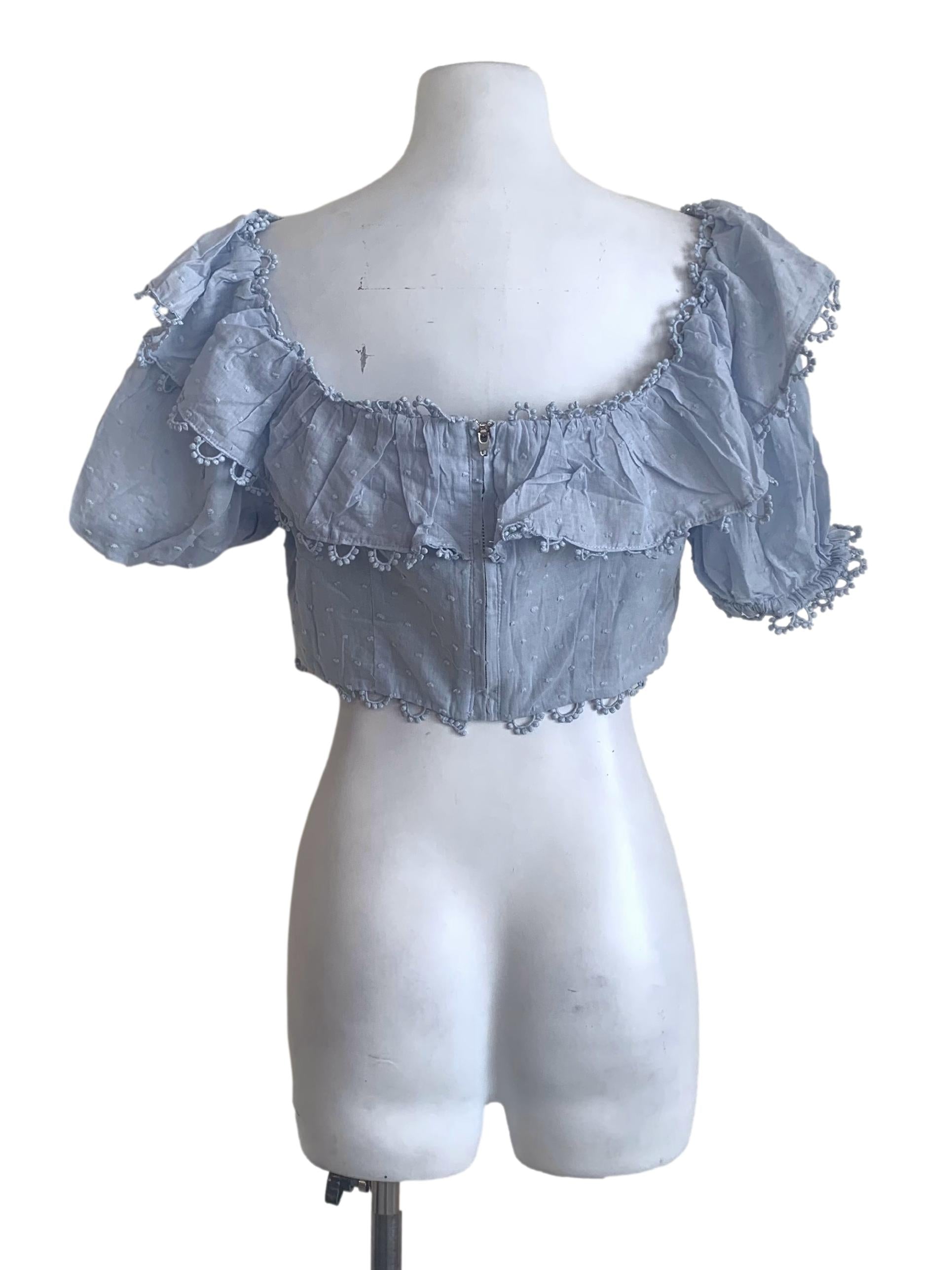 Light Blue Bateau Neck Top