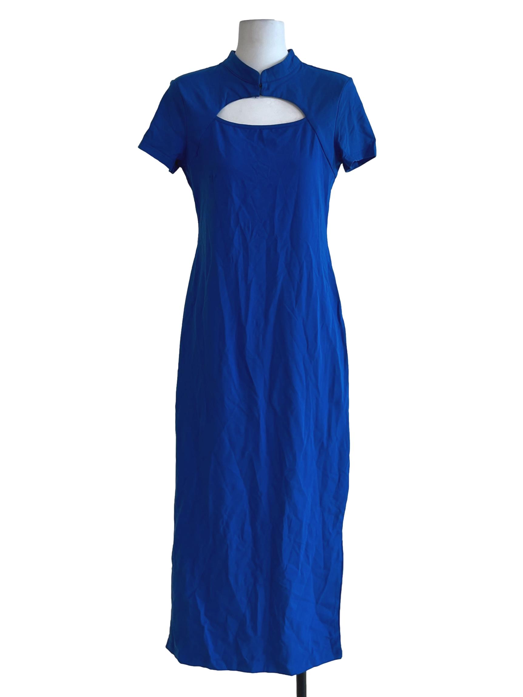 Cobalt Blue Mandarin Collar Dress