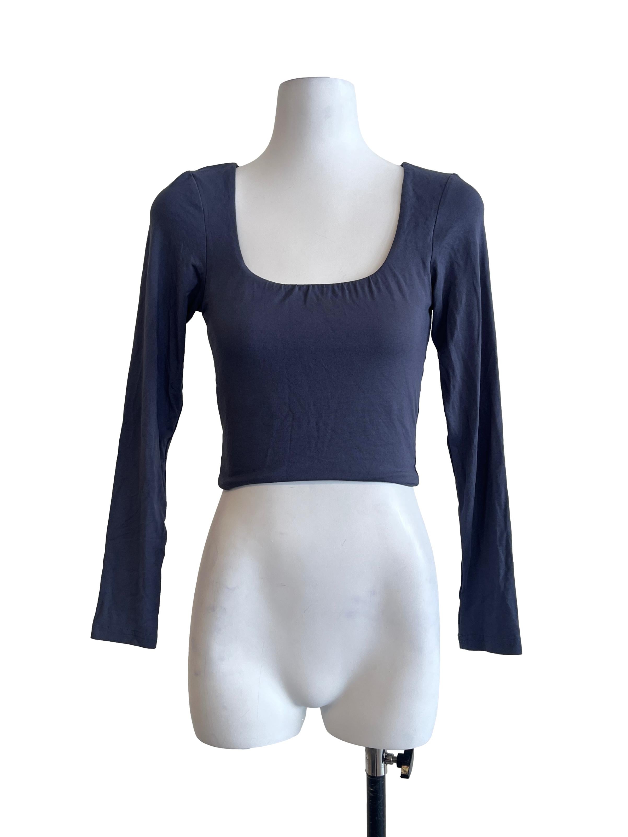 Porpoise Grey Scoop Long Sleeve Top