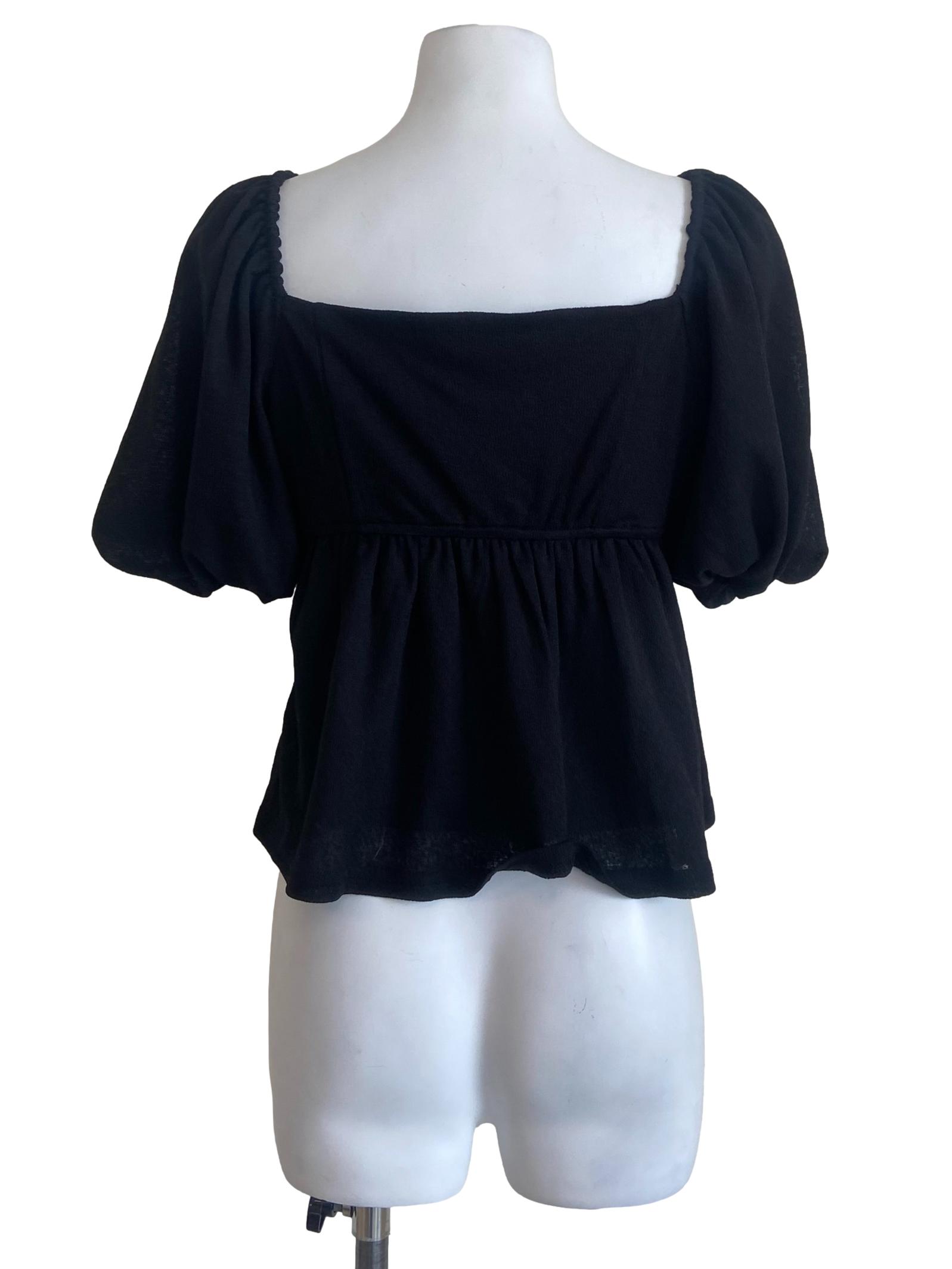 Black Flare Sleeve Babydoll Top