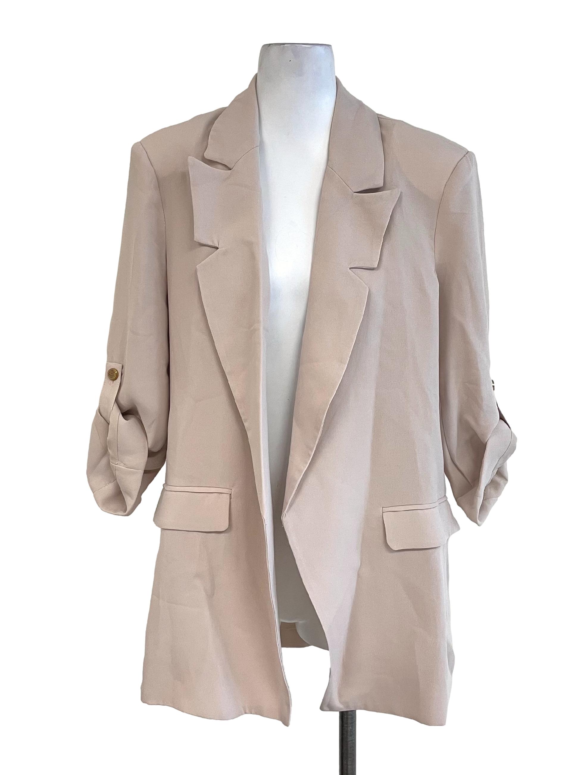Light Sepia Open Front Blazer