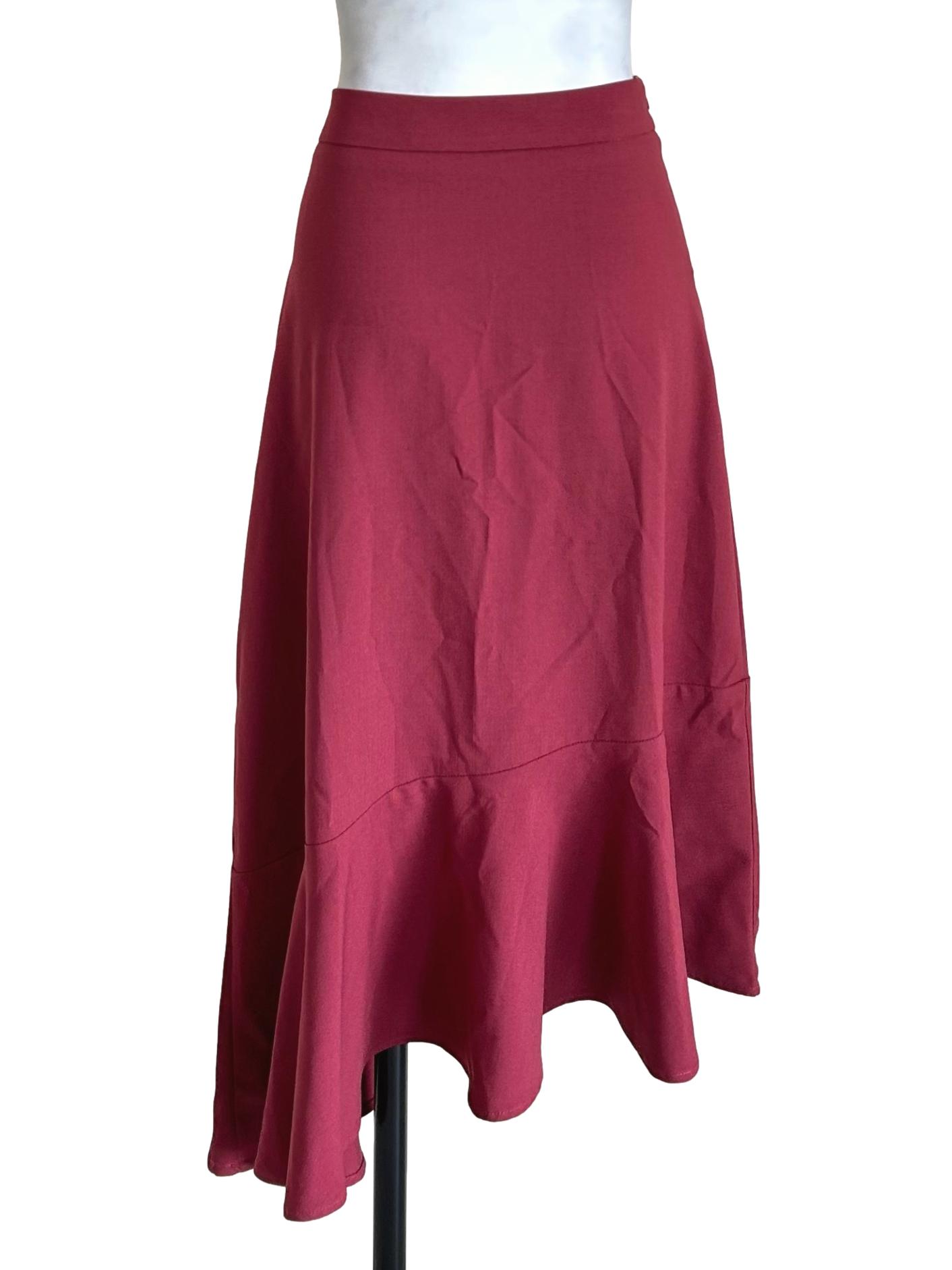 Magenta Pink Button Ruffle Skirt