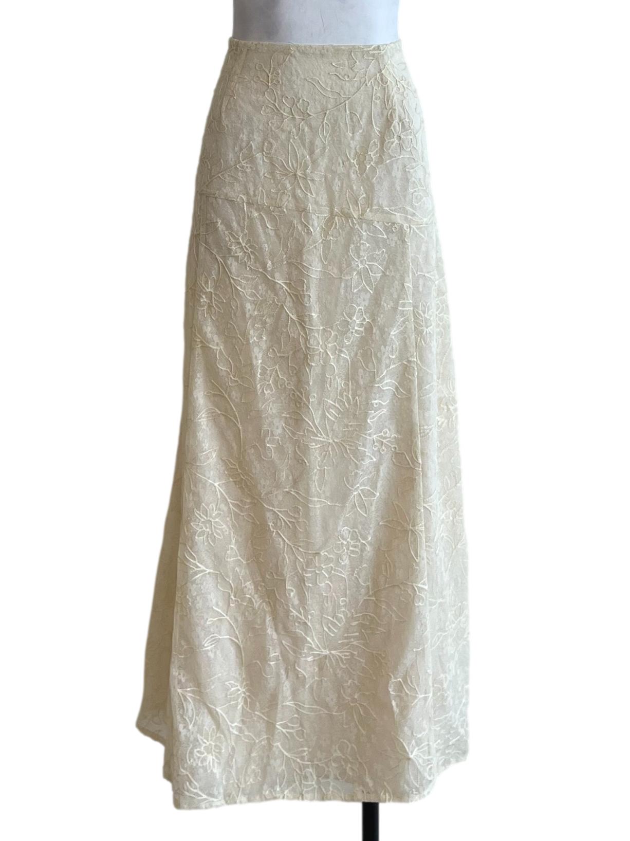 Buttermilk Yellow Lace A-Line Skirt