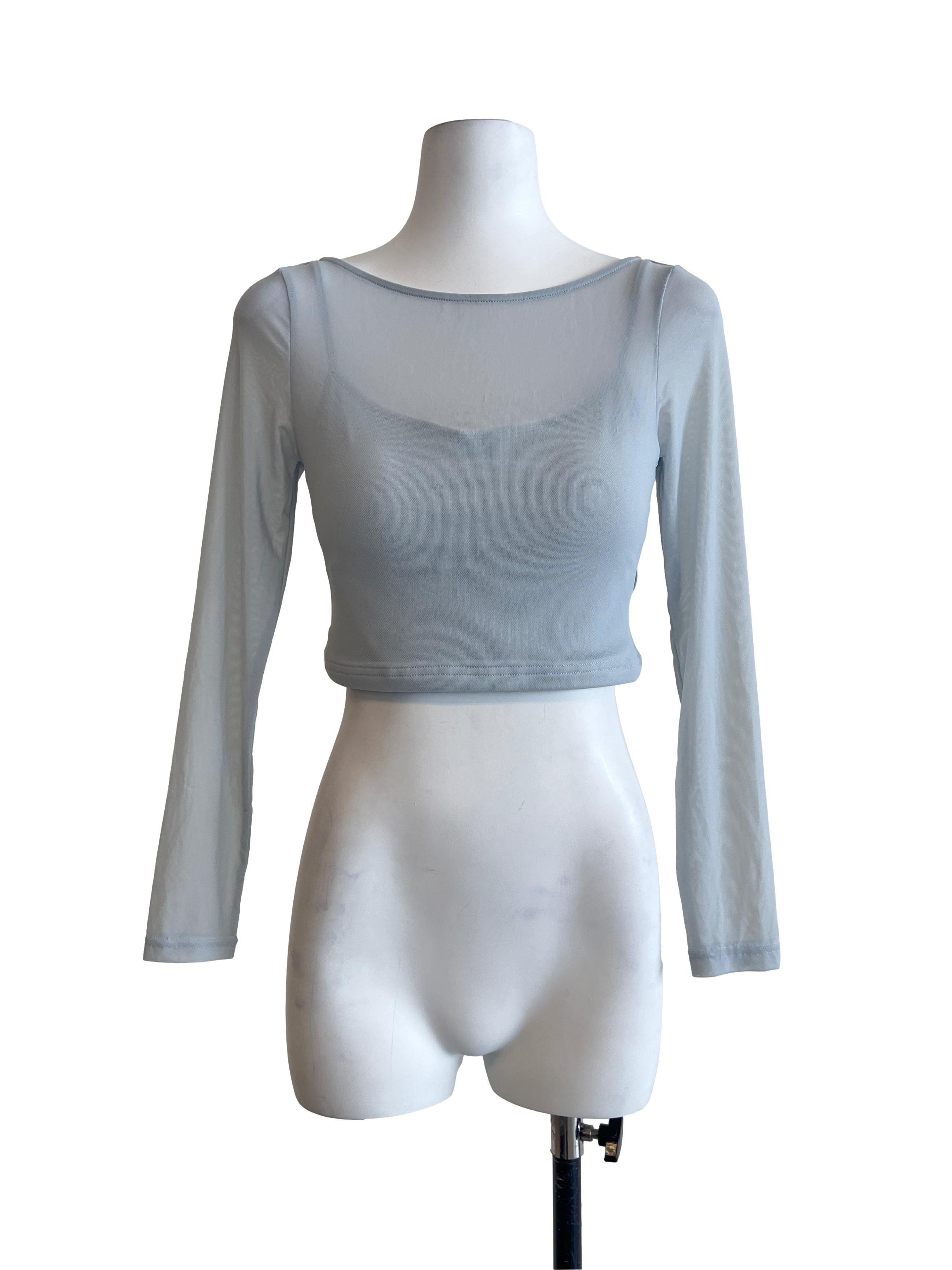 Sky Blue Halter Long Sleeve Top