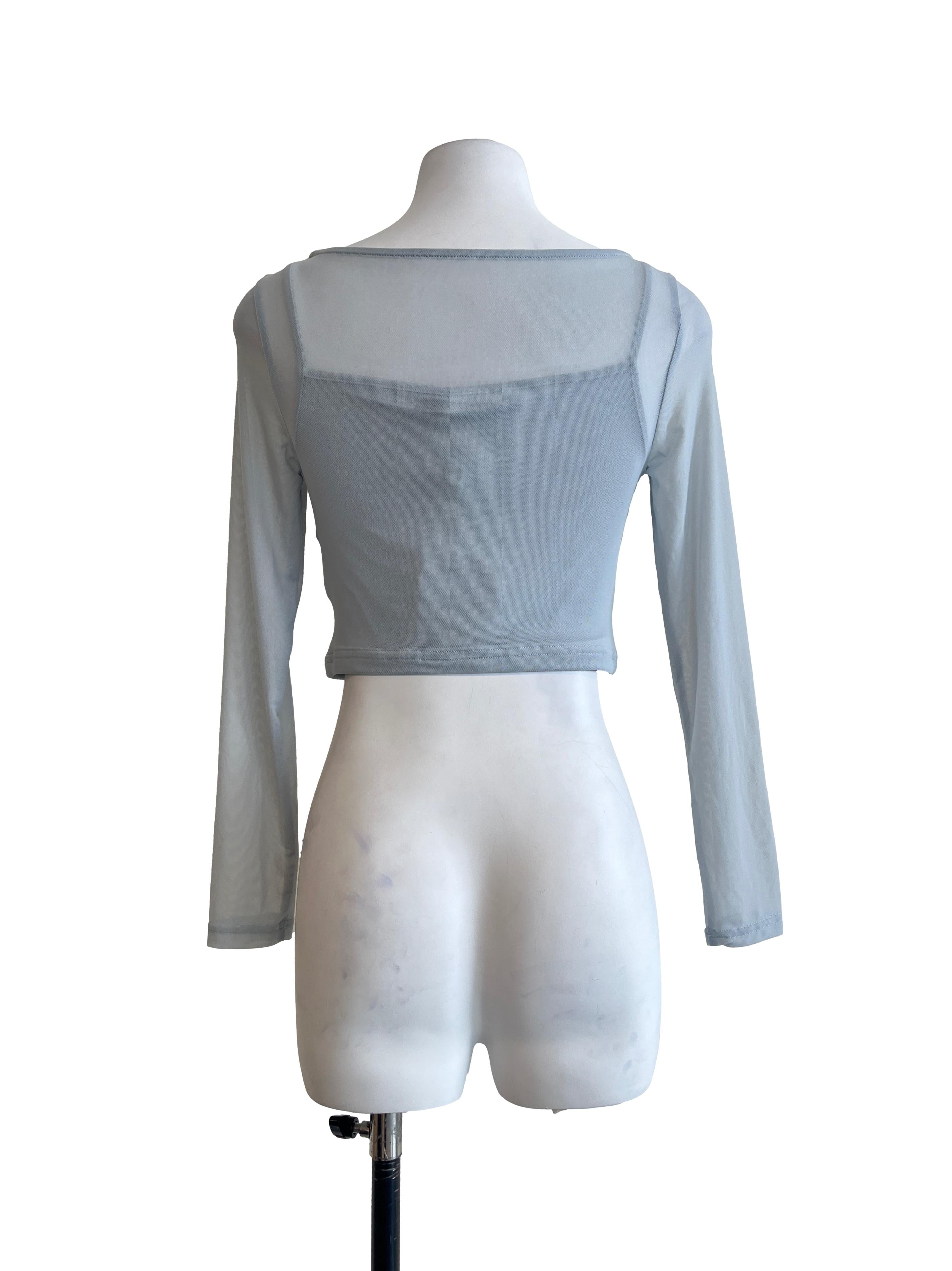 Sky Blue Halter Long Sleeve Top