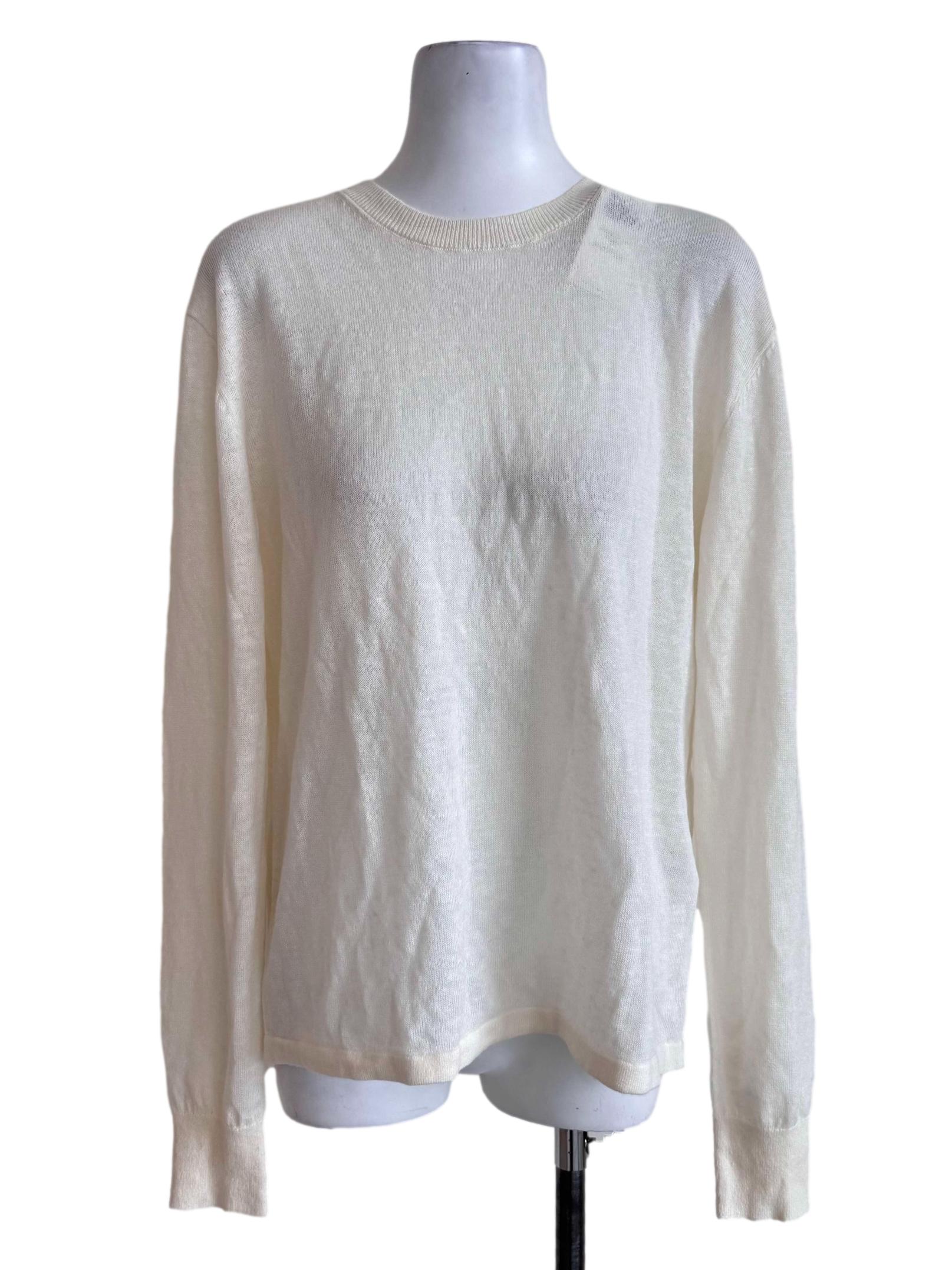 Ivory White Lightweight Knit Long-Sleeve Top
