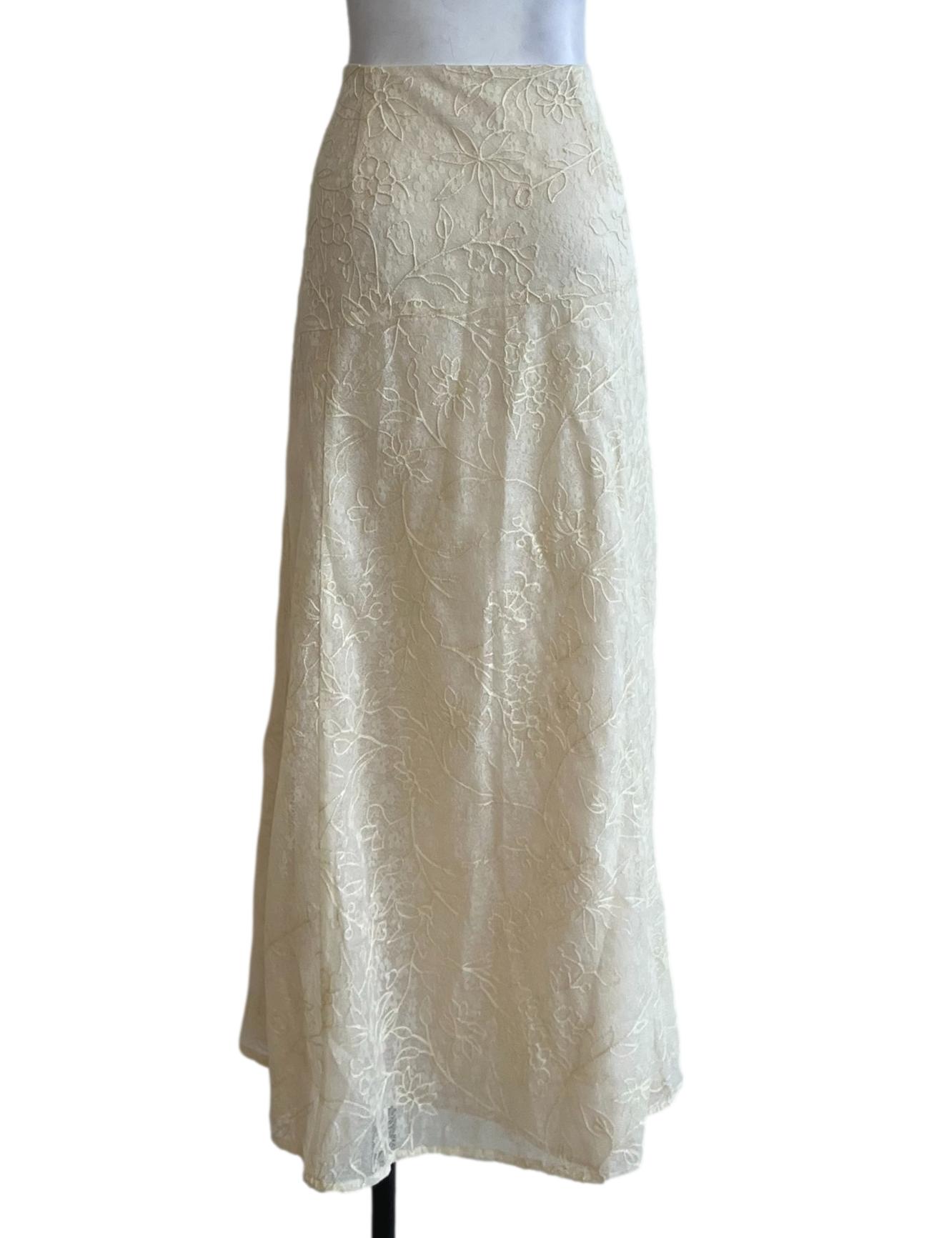 Buttermilk Yellow Lace A-Line Skirt