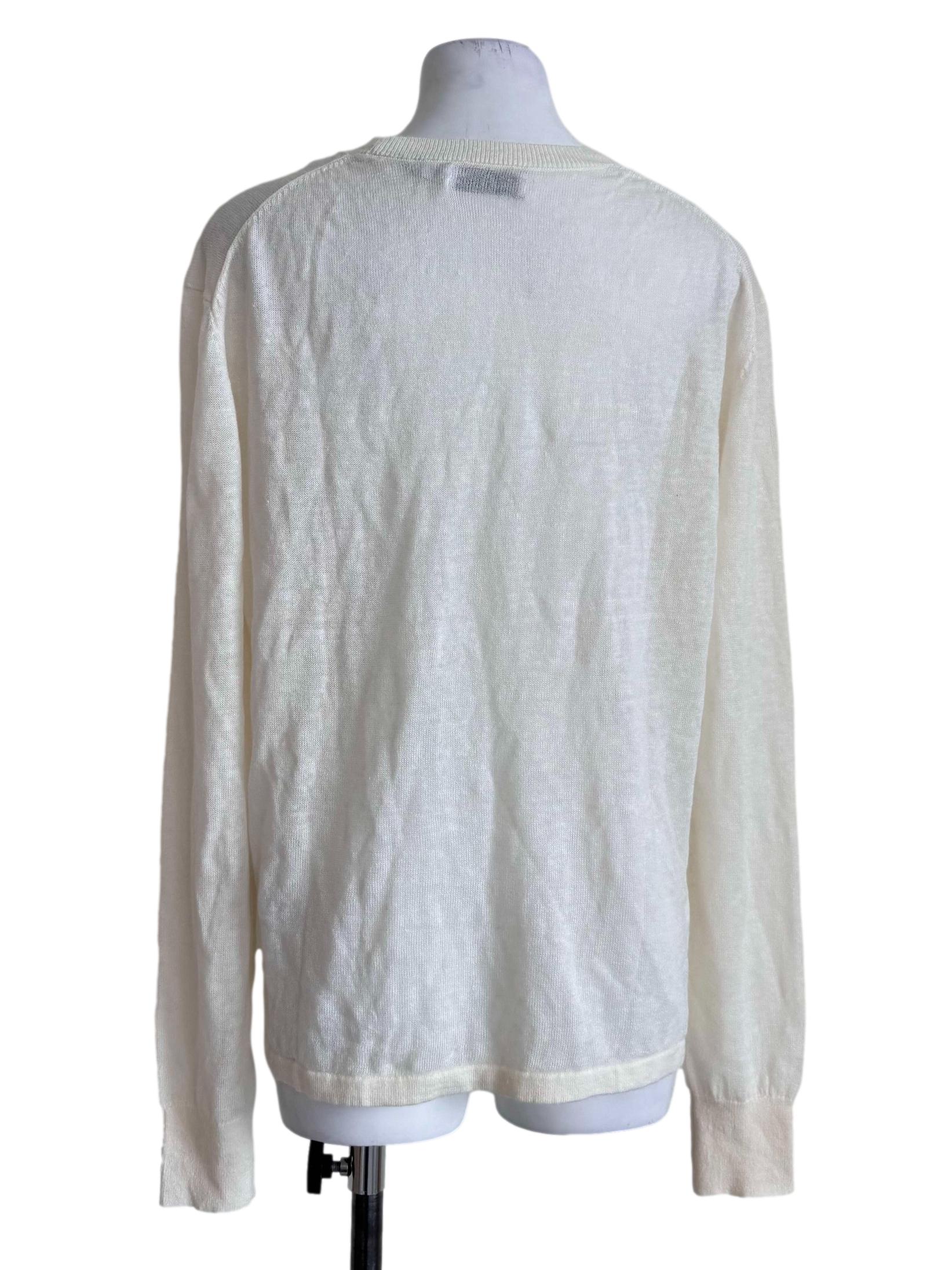 Ivory White Lightweight Knit Long-Sleeve Top
