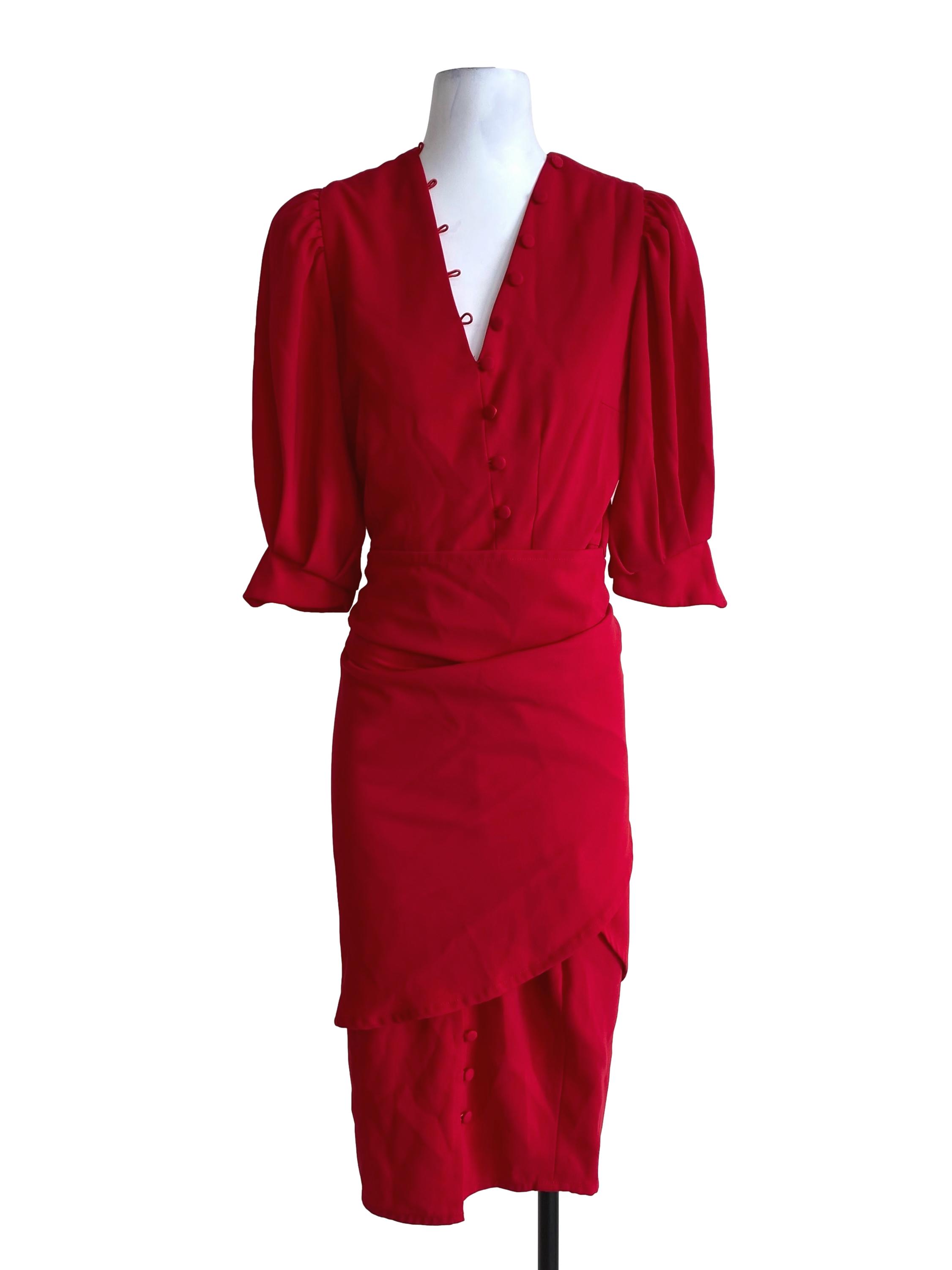 True Scarlet Red Button Down Dress