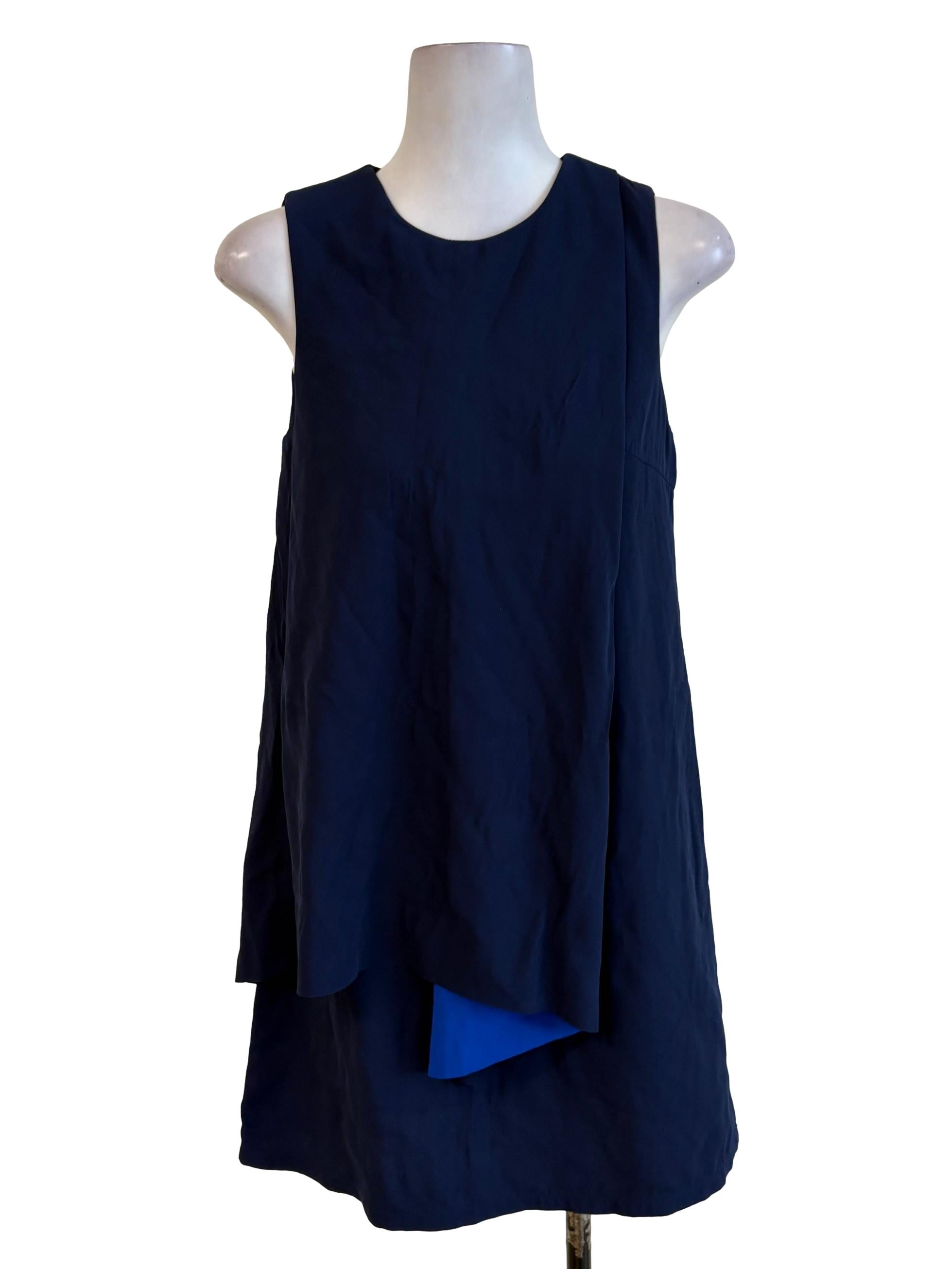 Navy Blue Layered Shift Dress