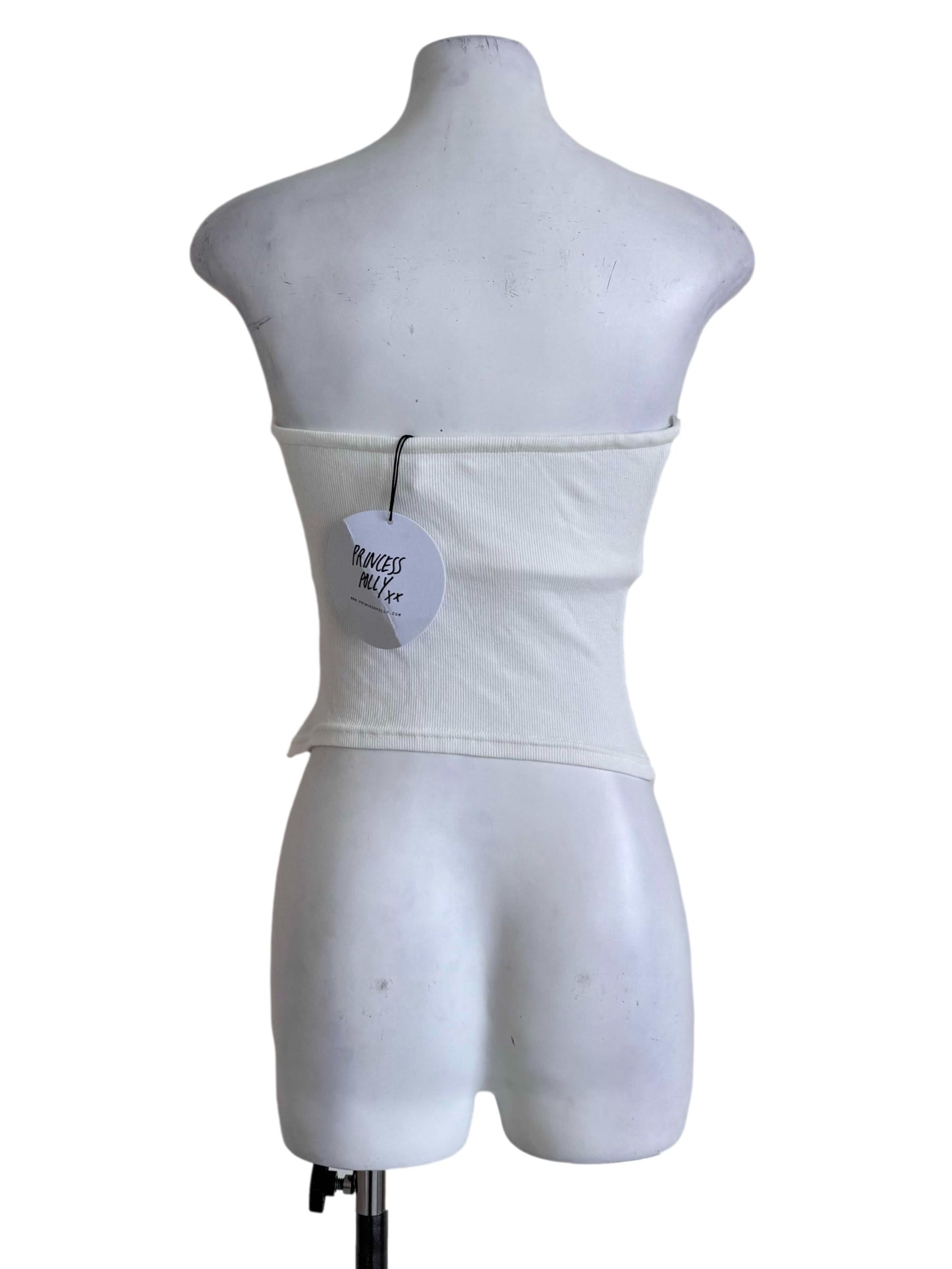 White Ribbed Tube Crop Top